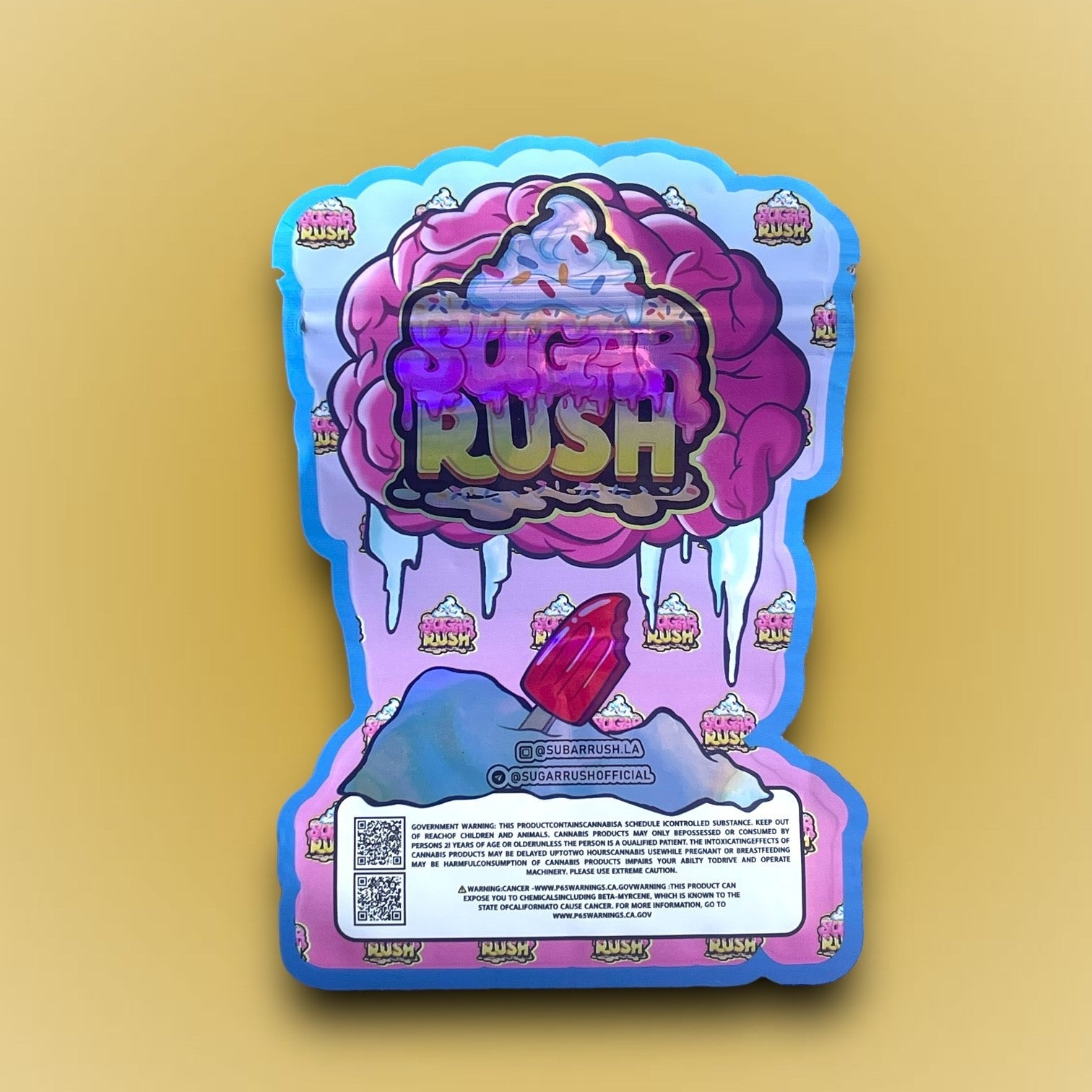 Sugar Rush Brain Freeze 3.5G Mylar Bags- Holographic Packaging only