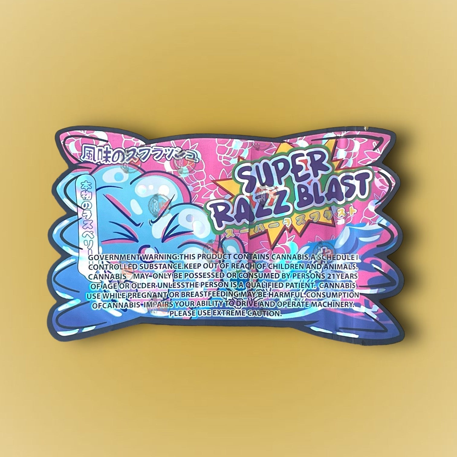 Super Razz Blast 3.5G Mylar Bags- Holographic Packaging only