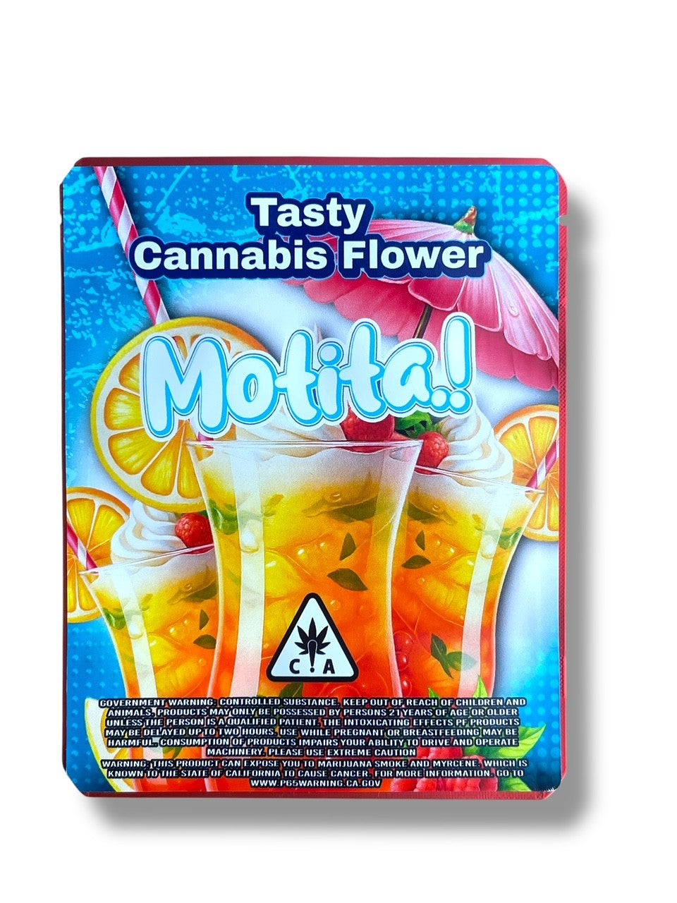 Motita Lemon Raspberry Margarita 3.5G Sticker Mylar Bag (4x5, Zip Lock)