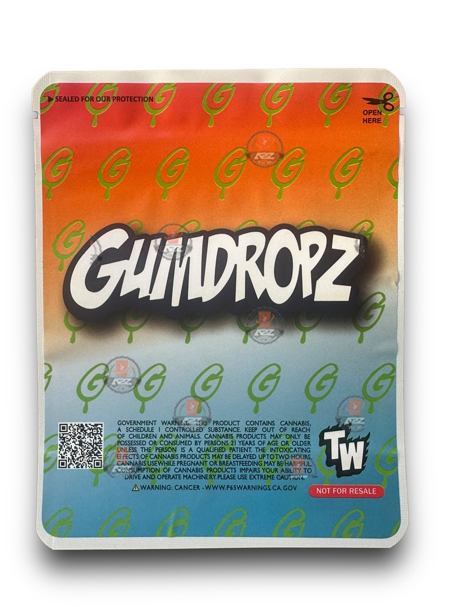 Sprinklez Gumdropz Gummy Wormz 3.5G Mylar Bags -With stickers and label