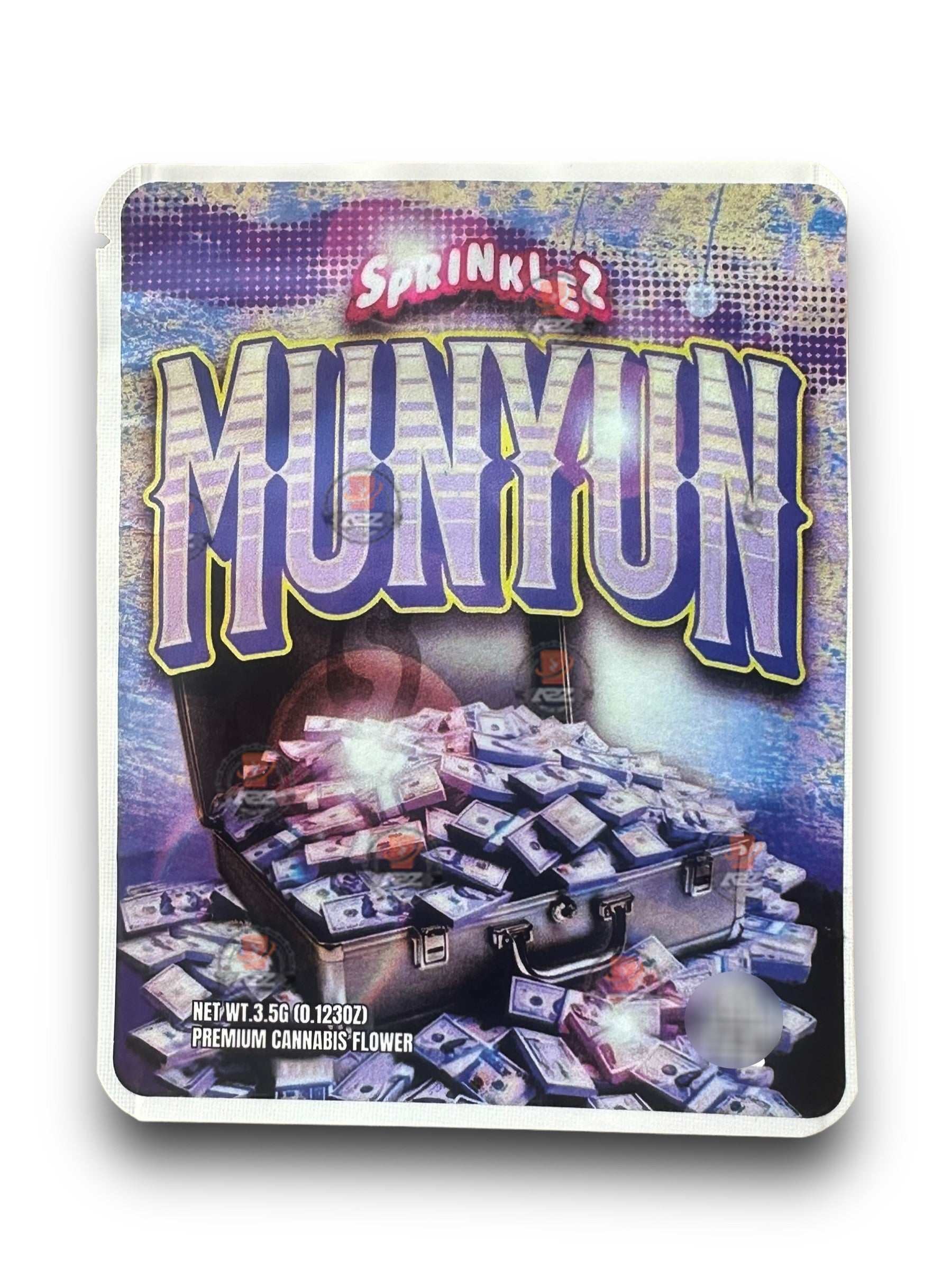Sprinklez Munyum 3.5G Mylar Bags -With stickers and label Money