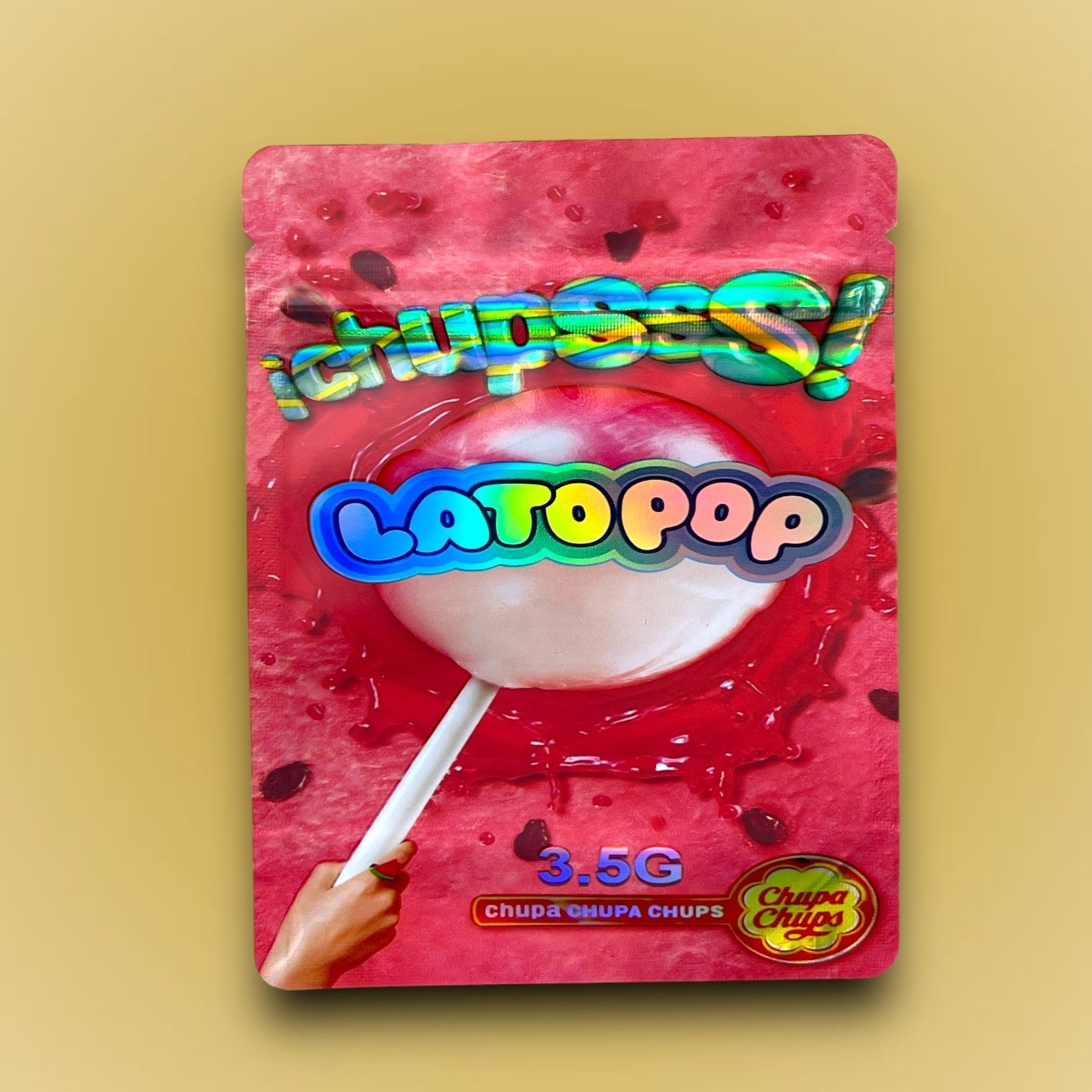 High Tolerance Chupsss Lato Pop 3.5G Mylar Bags Holographic Chupa Chups