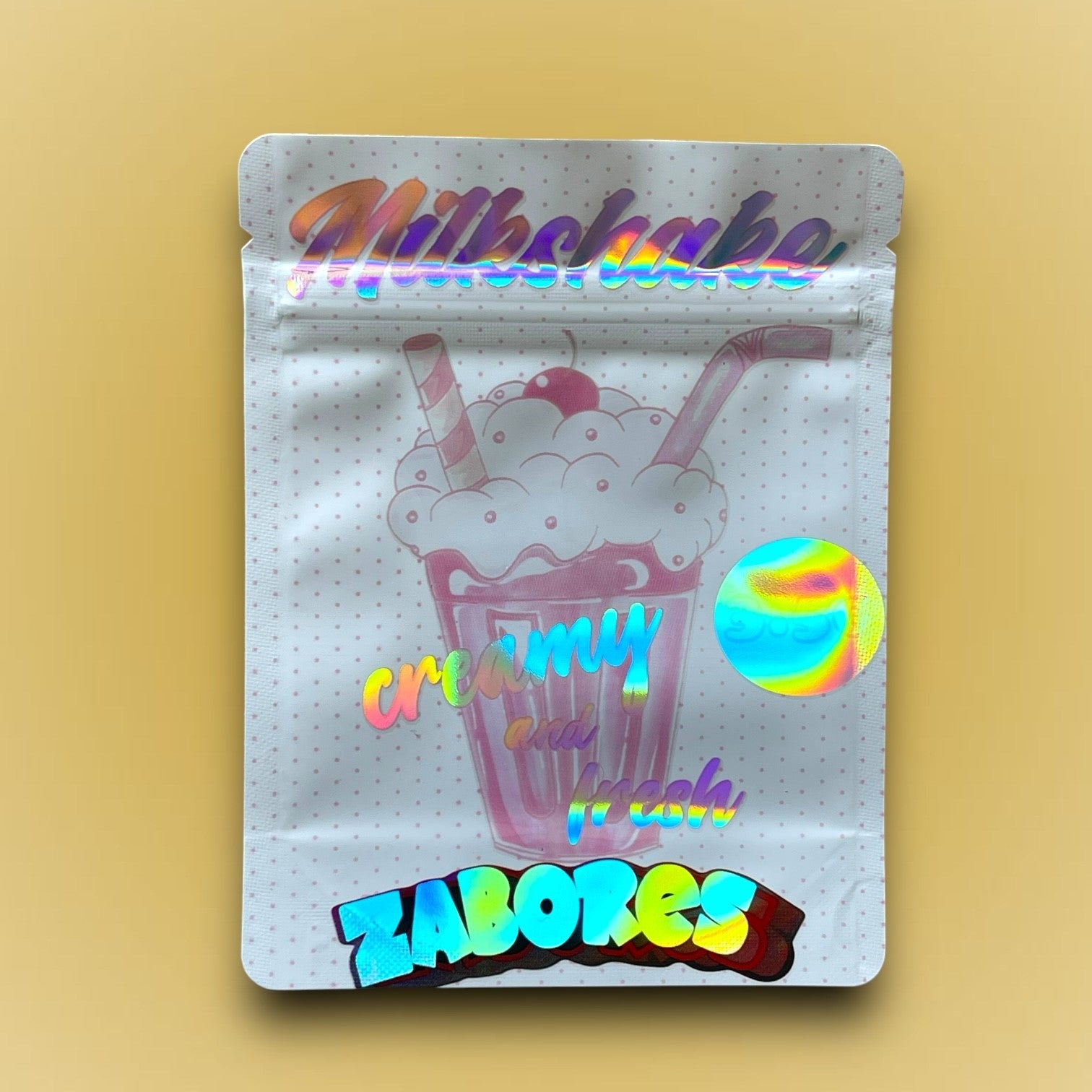 Milk Shake Creamy and Fresh Zabores 3.5G Mylar Bags Holographic
