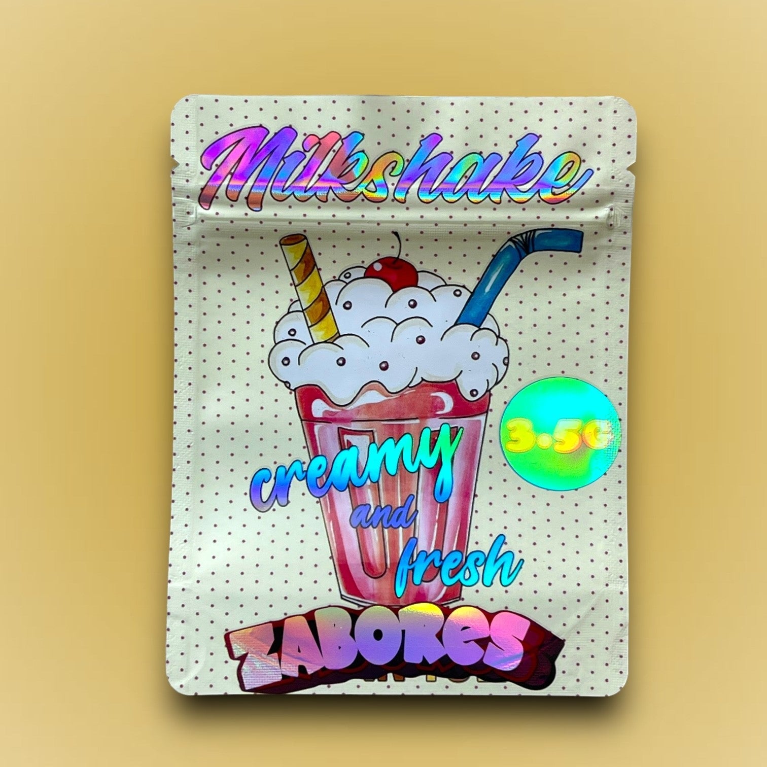 Milk Shake Creamy and Fresh Zabores 3.5G Mylar Bags Holographic