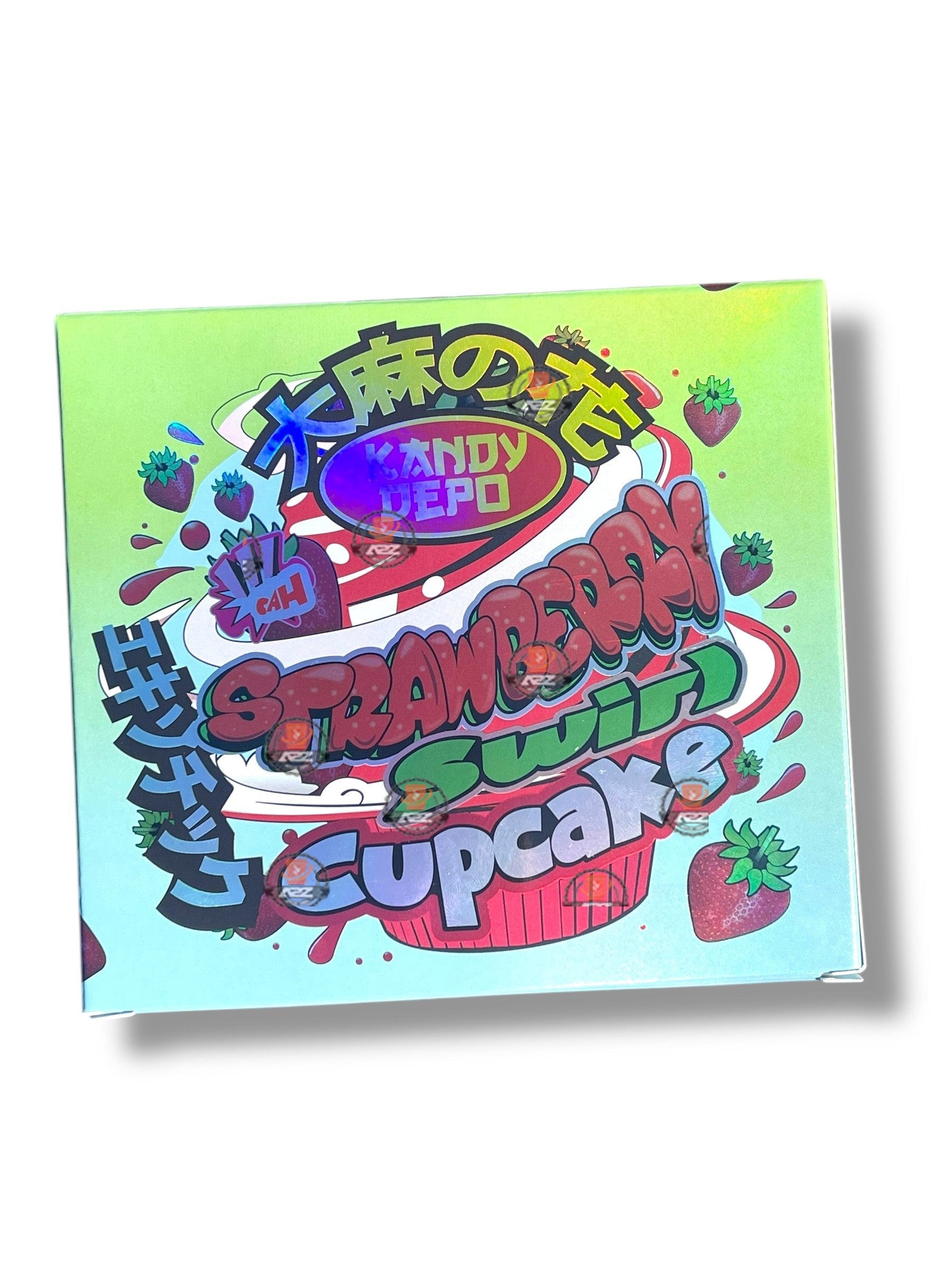 Kandy Depo Strawberry Swirl Cupcake Mylar Bags with Boxes 3.5g Box Packaging Holographic