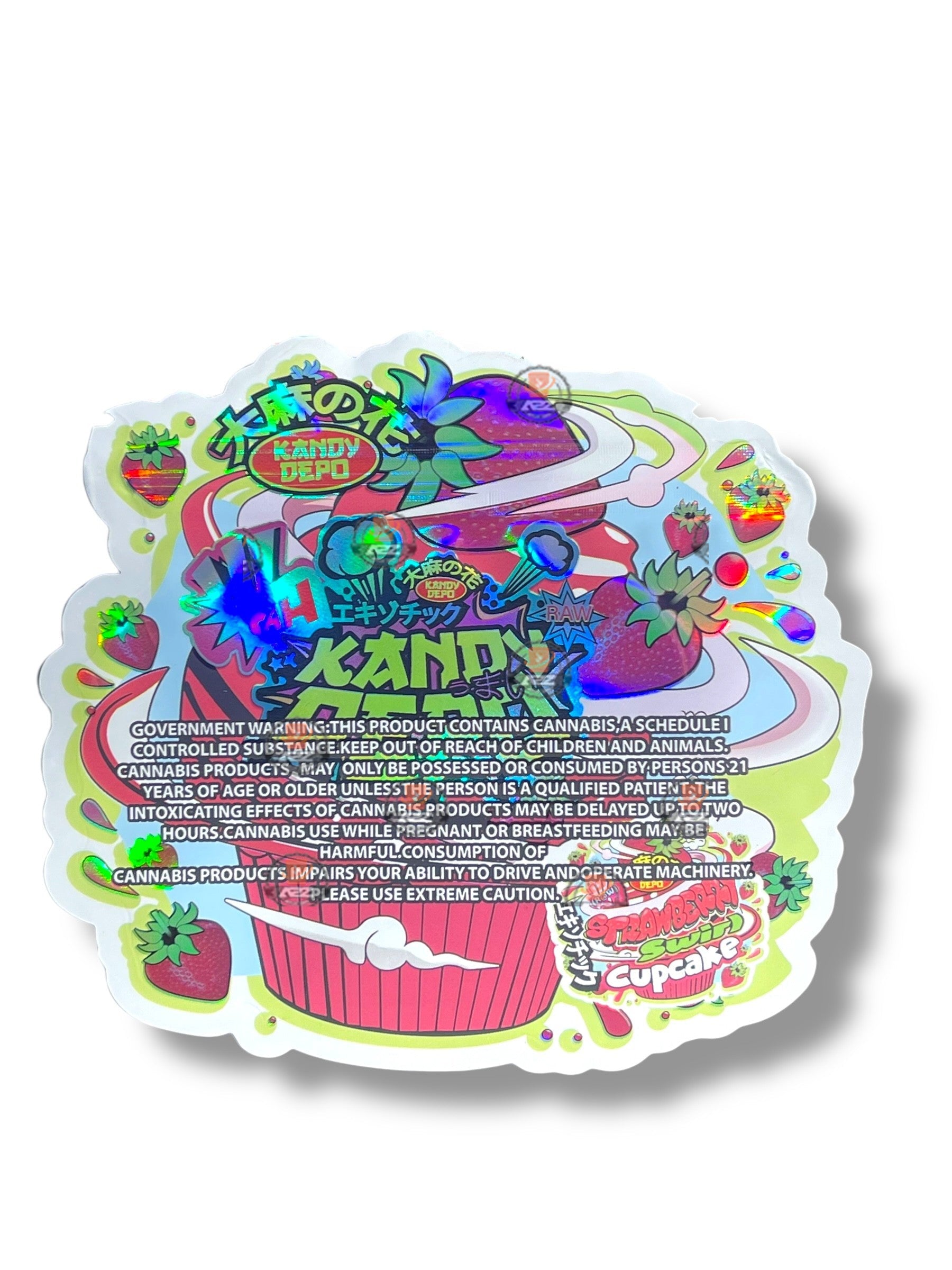 Kandy Depo Strawberry Swirl Cupcake Mylar Bags 3.5g Holographic