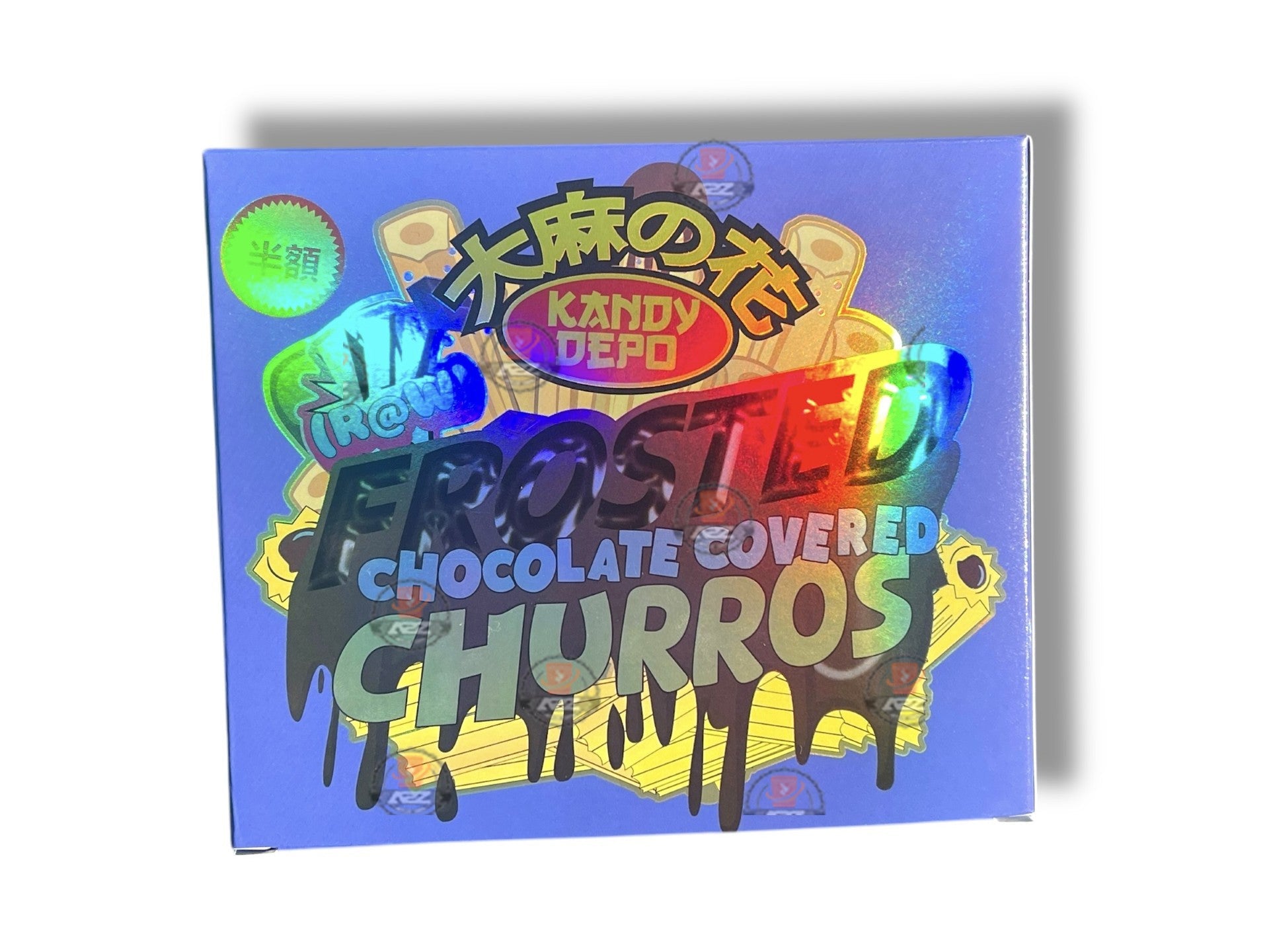 Kandy Depo Frosted Chocolate Covered Churros Mylar Bags with Boxes 3.5g Box Packaging Holographic