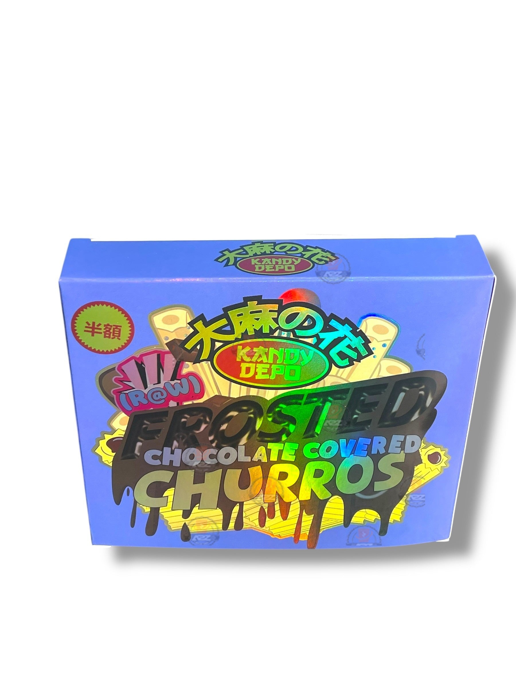 Kandy Depo Frosted Chocolate Covered Churros Mylar Bags with Boxes 3.5g Box Packaging Holographic