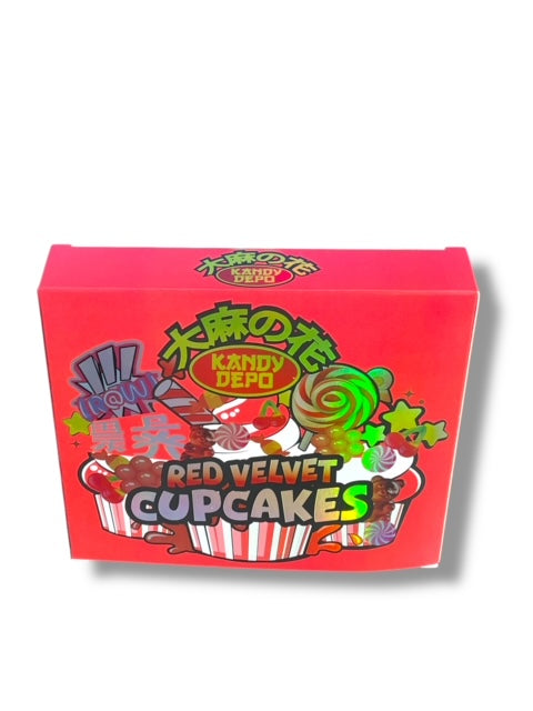 Kandy Depo Red Velvet Cupcakes Mylar Bags with Boxes 3.5g Box Packaging Holographic