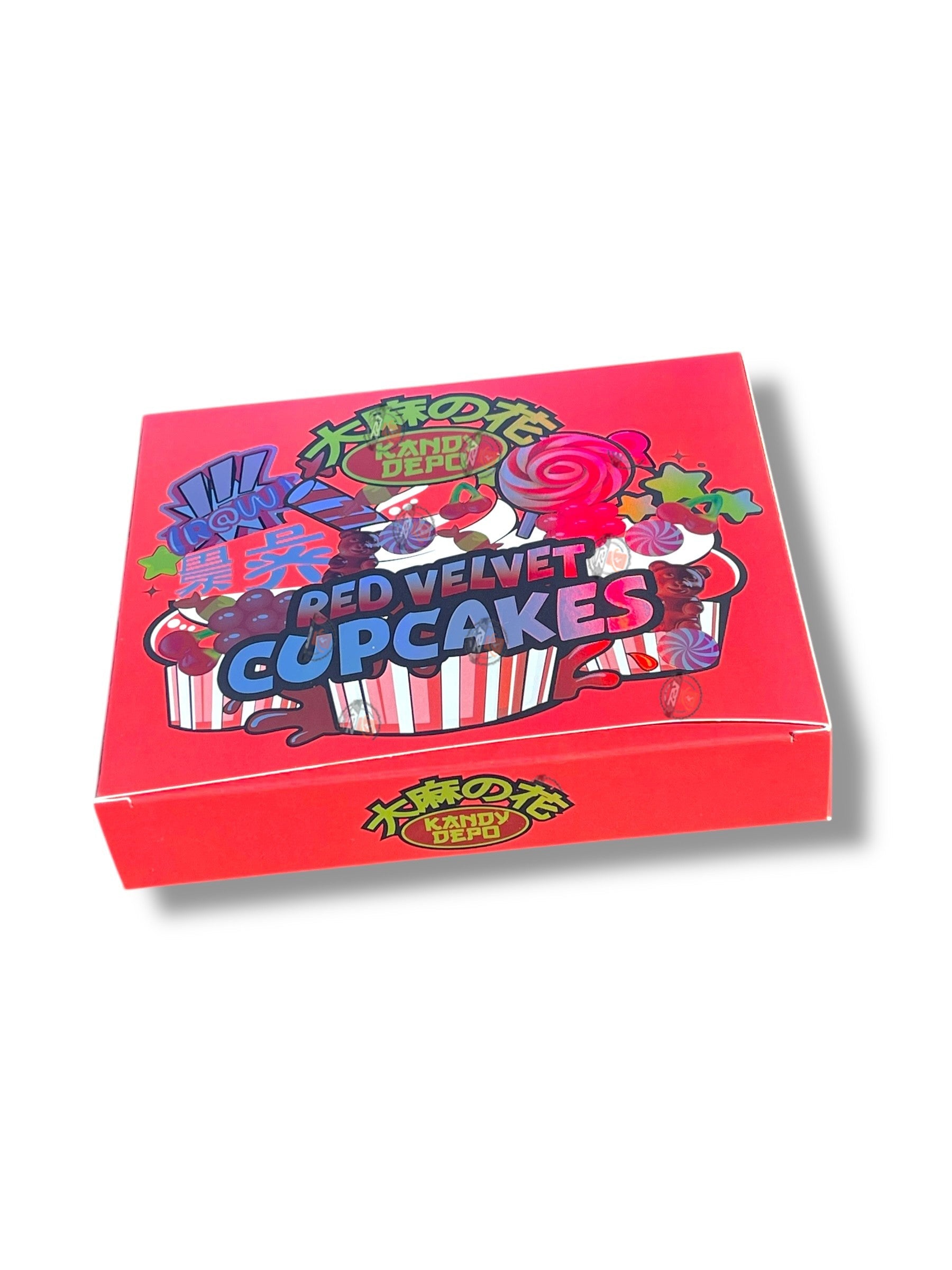 Kandy Depo Red Velvet Cupcakes Mylar Bags with Boxes 3.5g Box Packaging Holographic