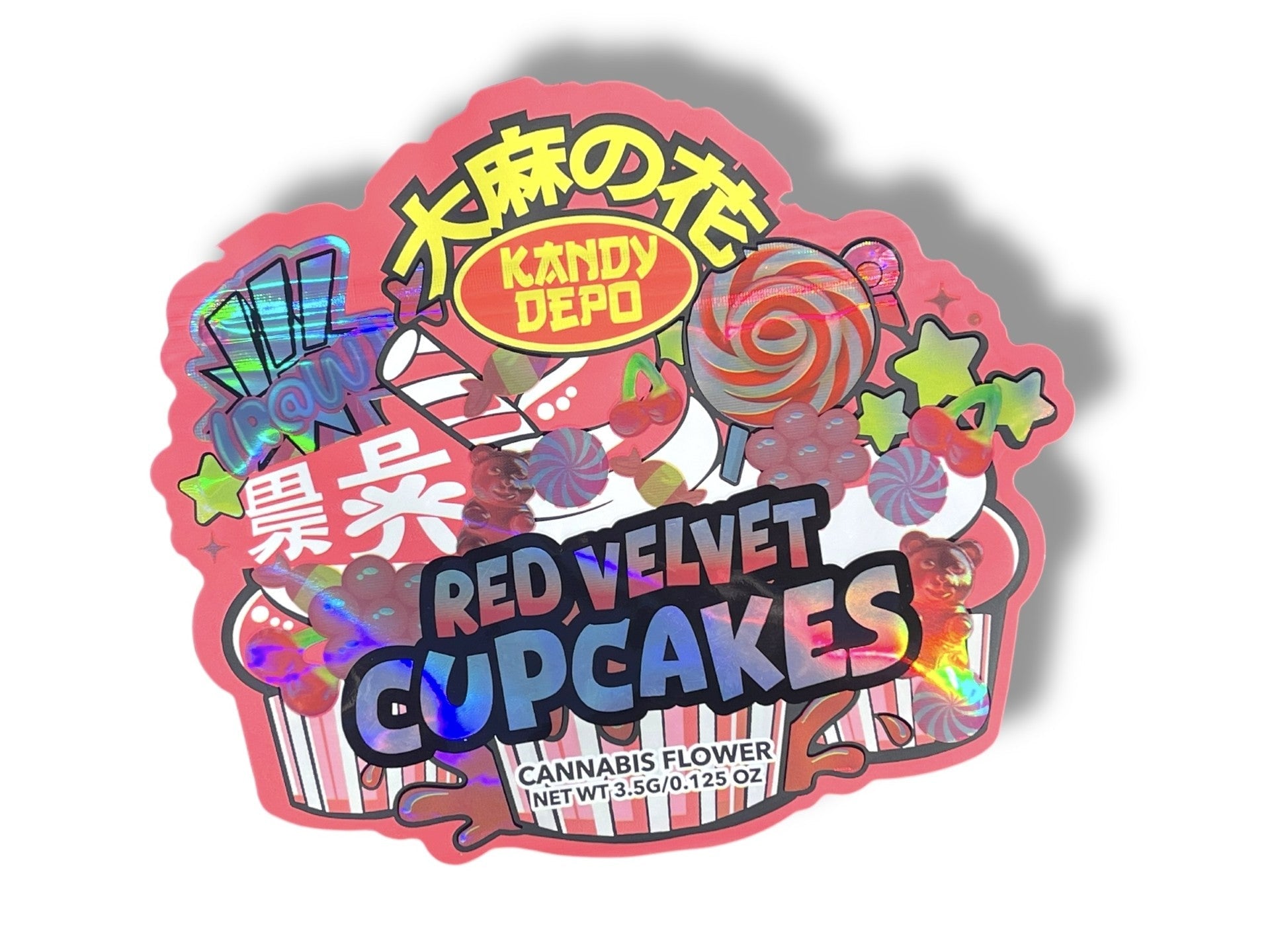 Kandy Depo Red Velvet Cupcakes Mylar Bags 3.5g Holographic