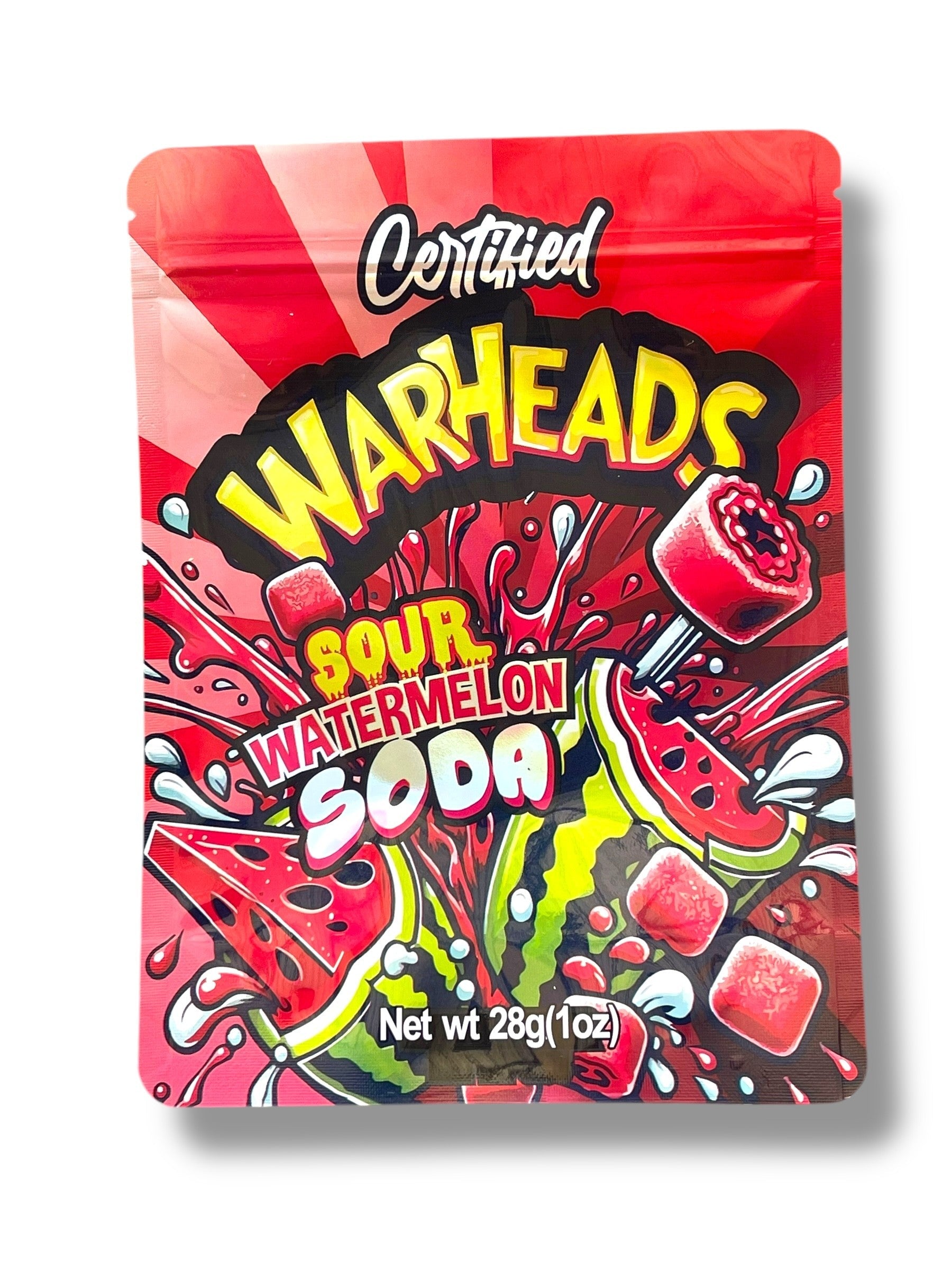 Warheads Sour watermelon Soda 1OZ 28G Mylar Bag (50 Count)