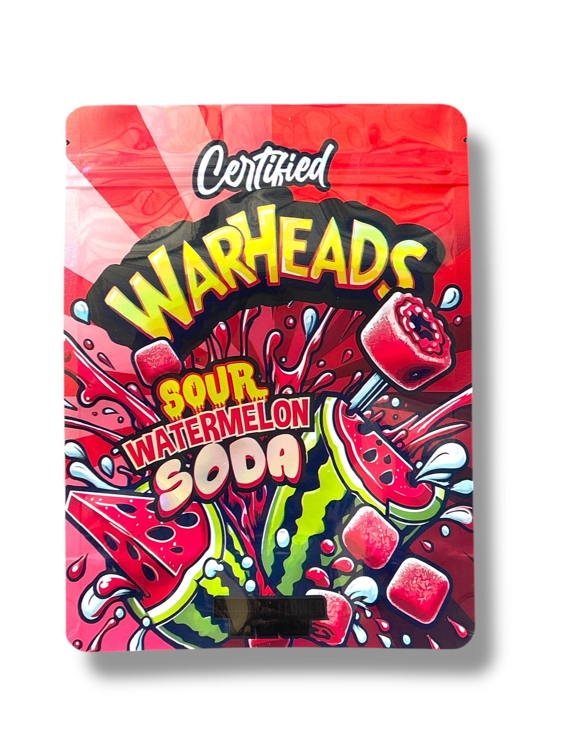 Warheads Sour watermelon Soda 1OZ 28G Mylar Bag (50 Count)