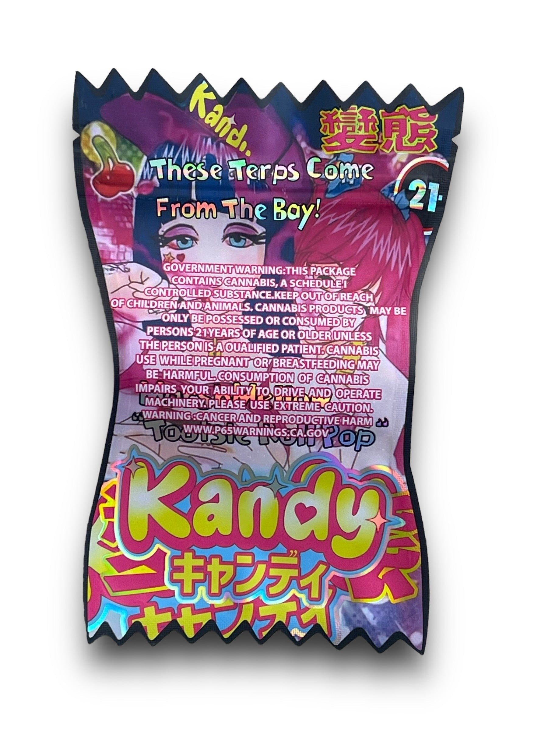 Kandy Marshmellow Tootsie Roll Pop 3.5G Mylar Bags Holographic cut out