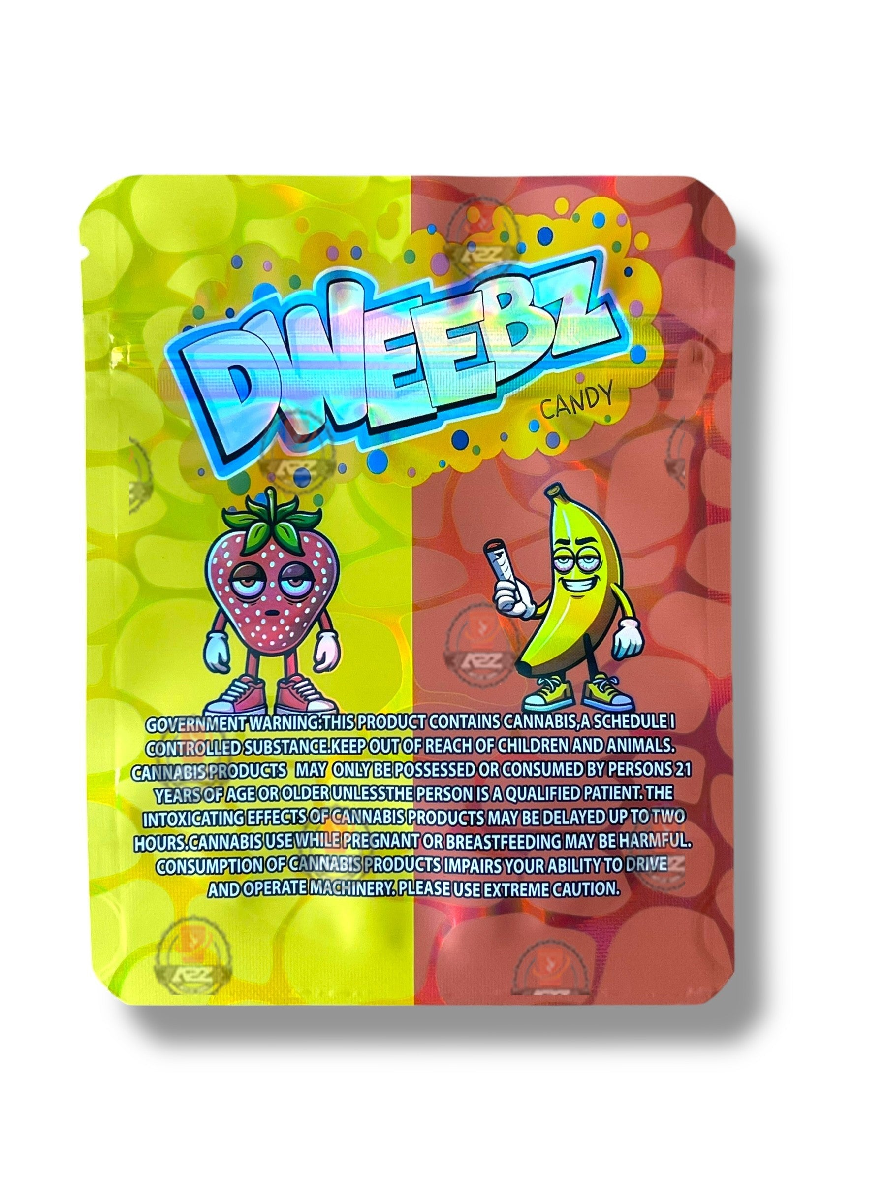 Dweebz Candy Strawberry & Banana Mylar Bag 3.5g shape bag