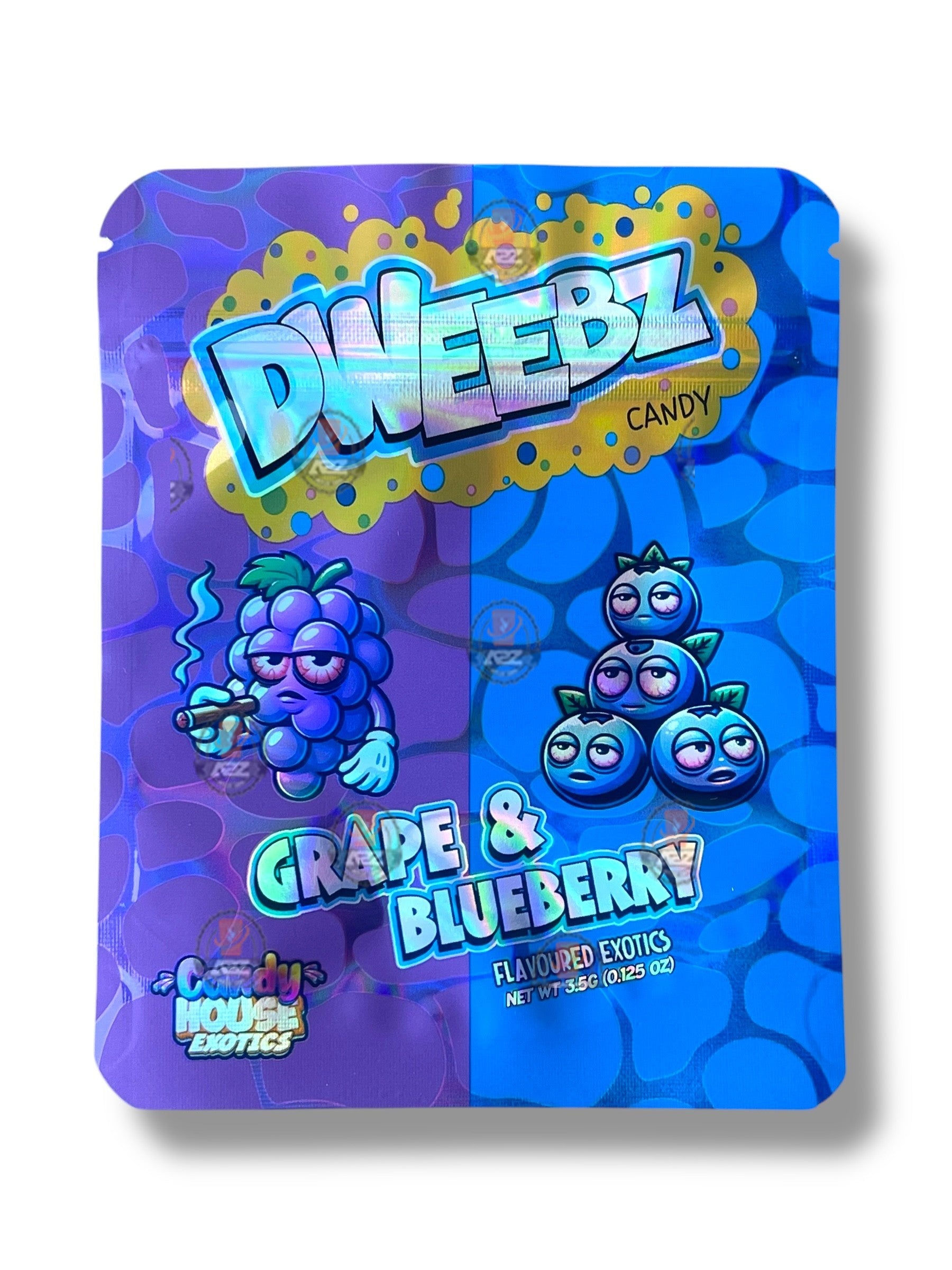 Dweebz Candy Grape & Blueberry Mylar Bag 3.5g shape bag