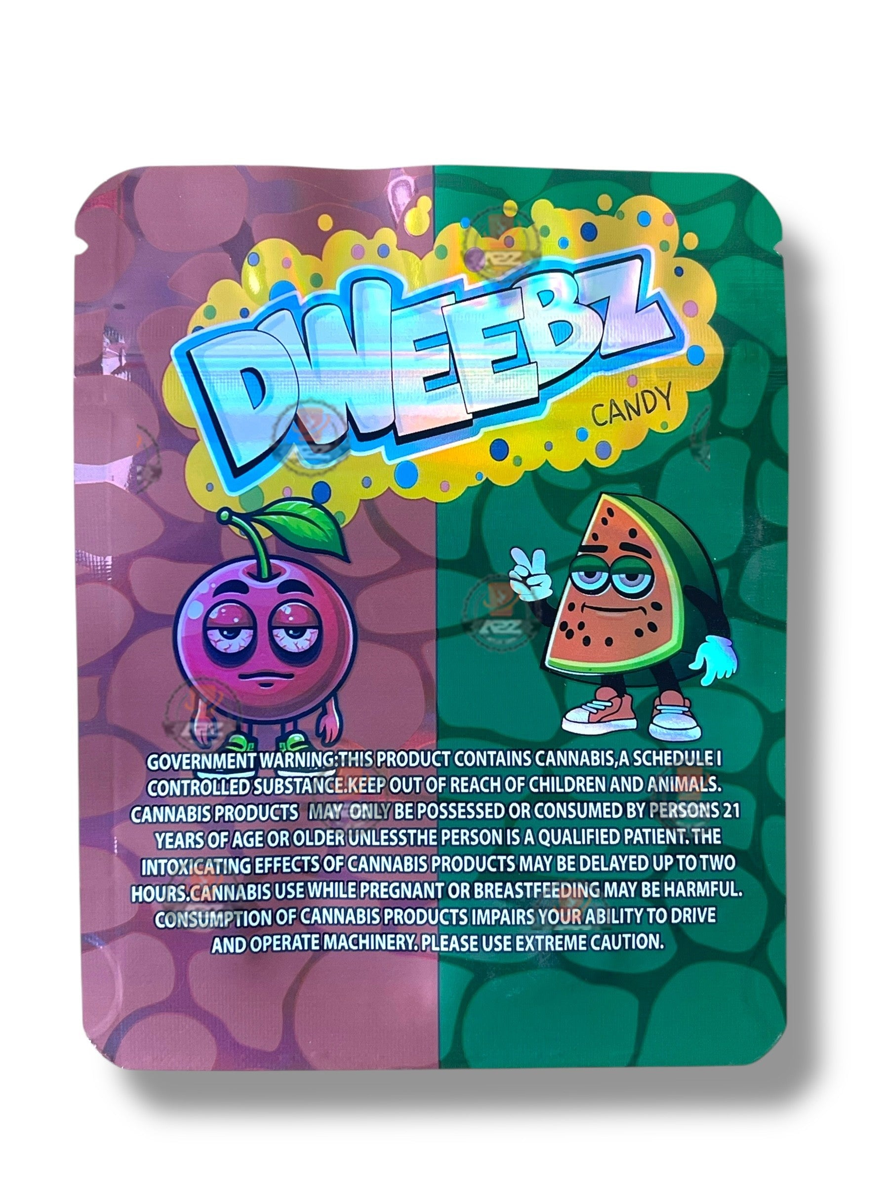 Dweebz Candy Watermelon & Cherry Mylar Bag 3.5g shape bag