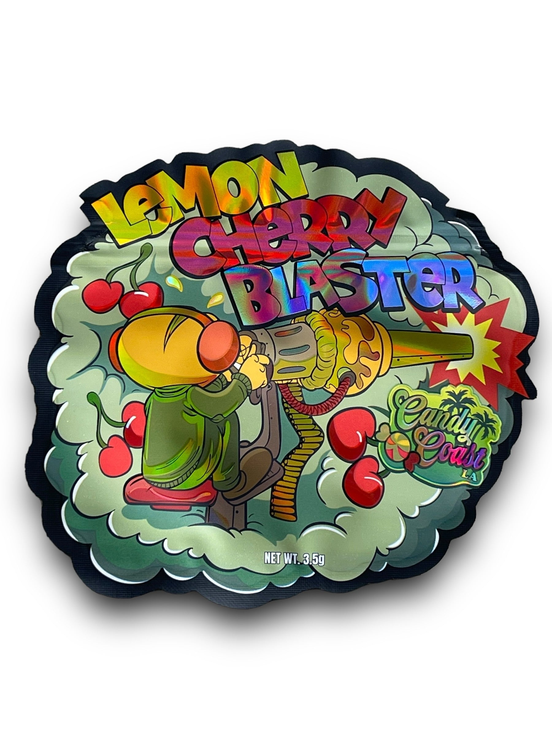 Lemon Cherry Blaster 3.5G Mylar Bags Candy Coast LA-Holographic cut out