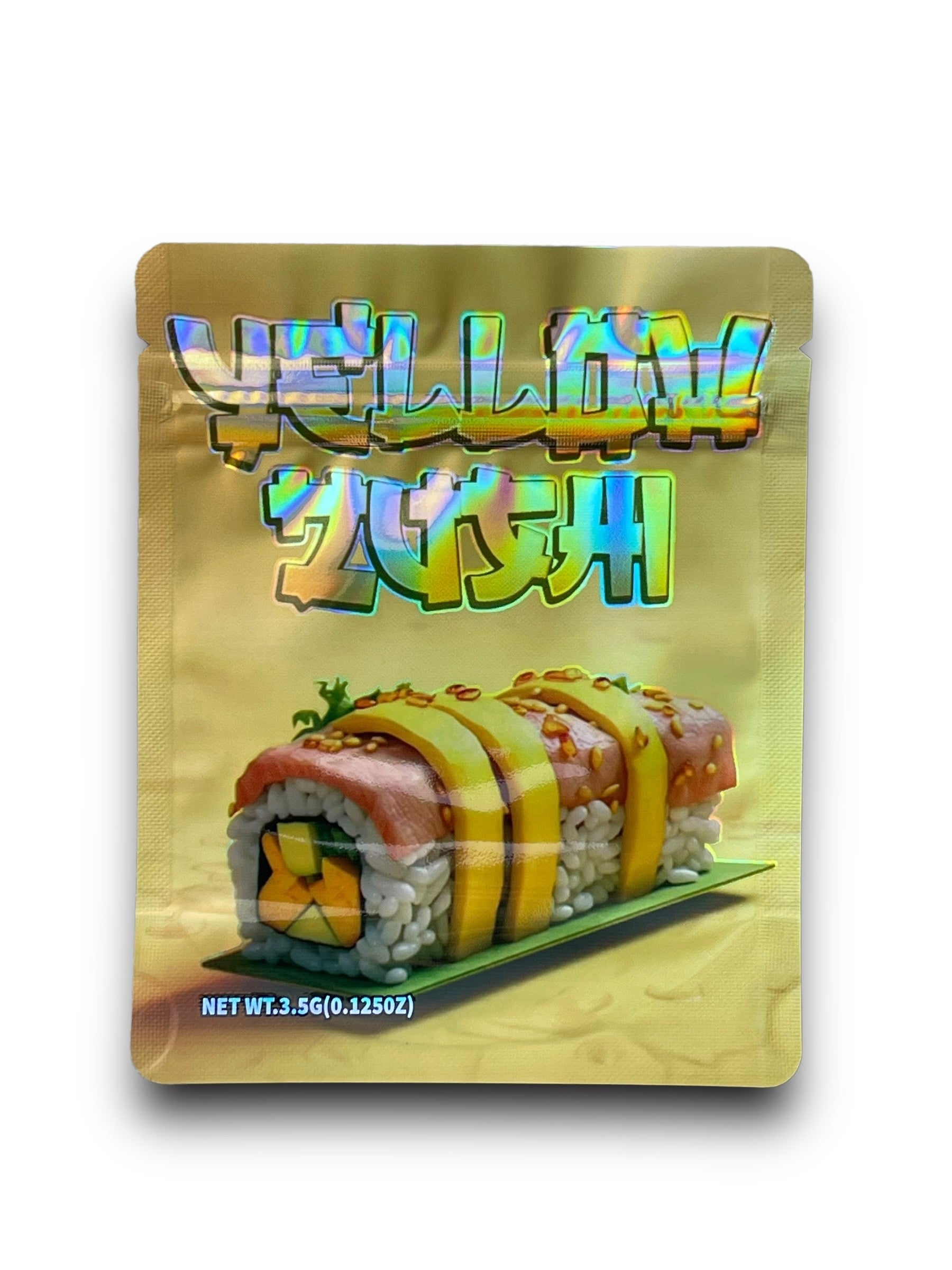 Yellow Zushi 3.5G Mylar Bags Holographic