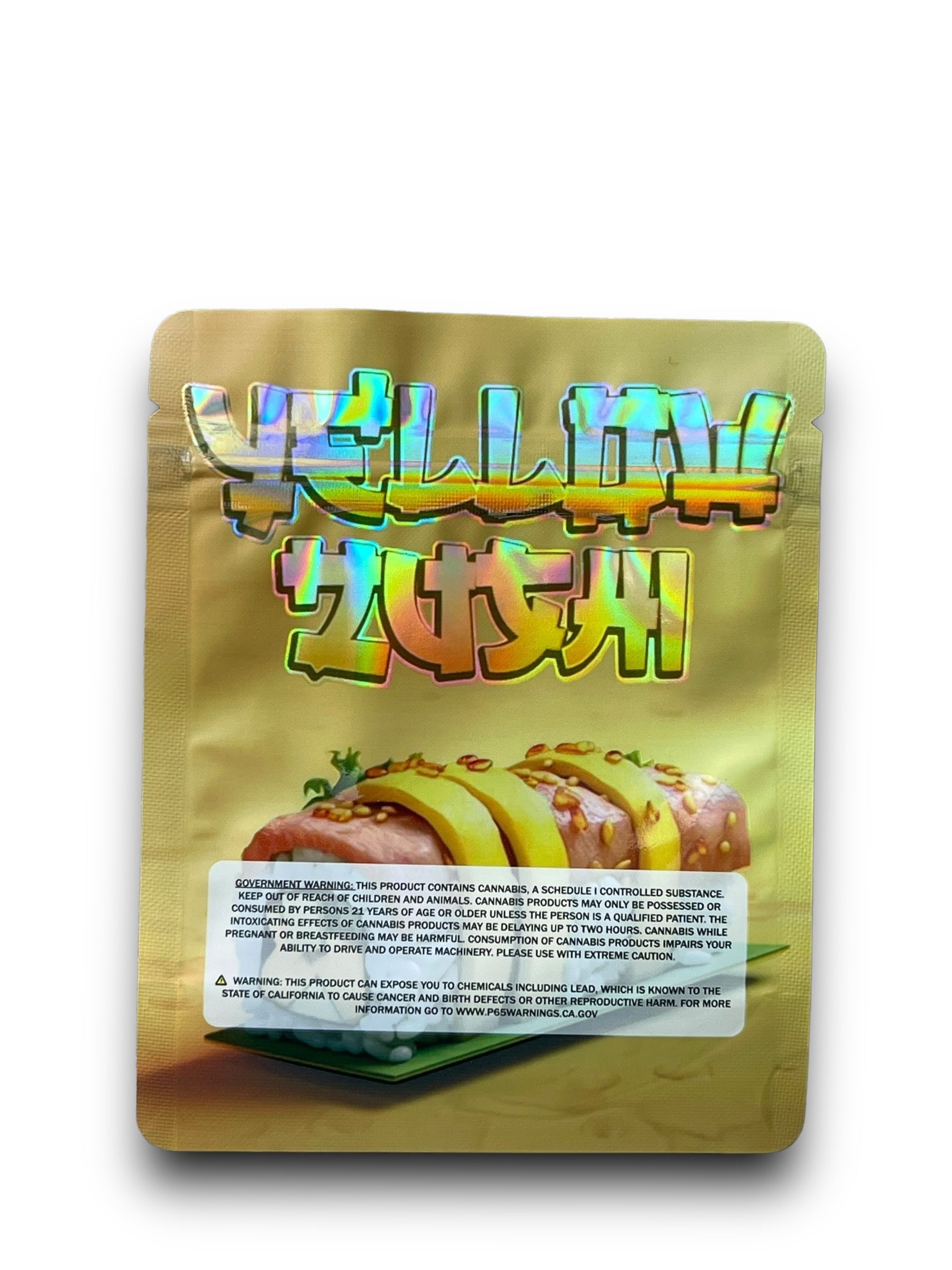 Yellow Zushi 3.5G Mylar Bags Holographic