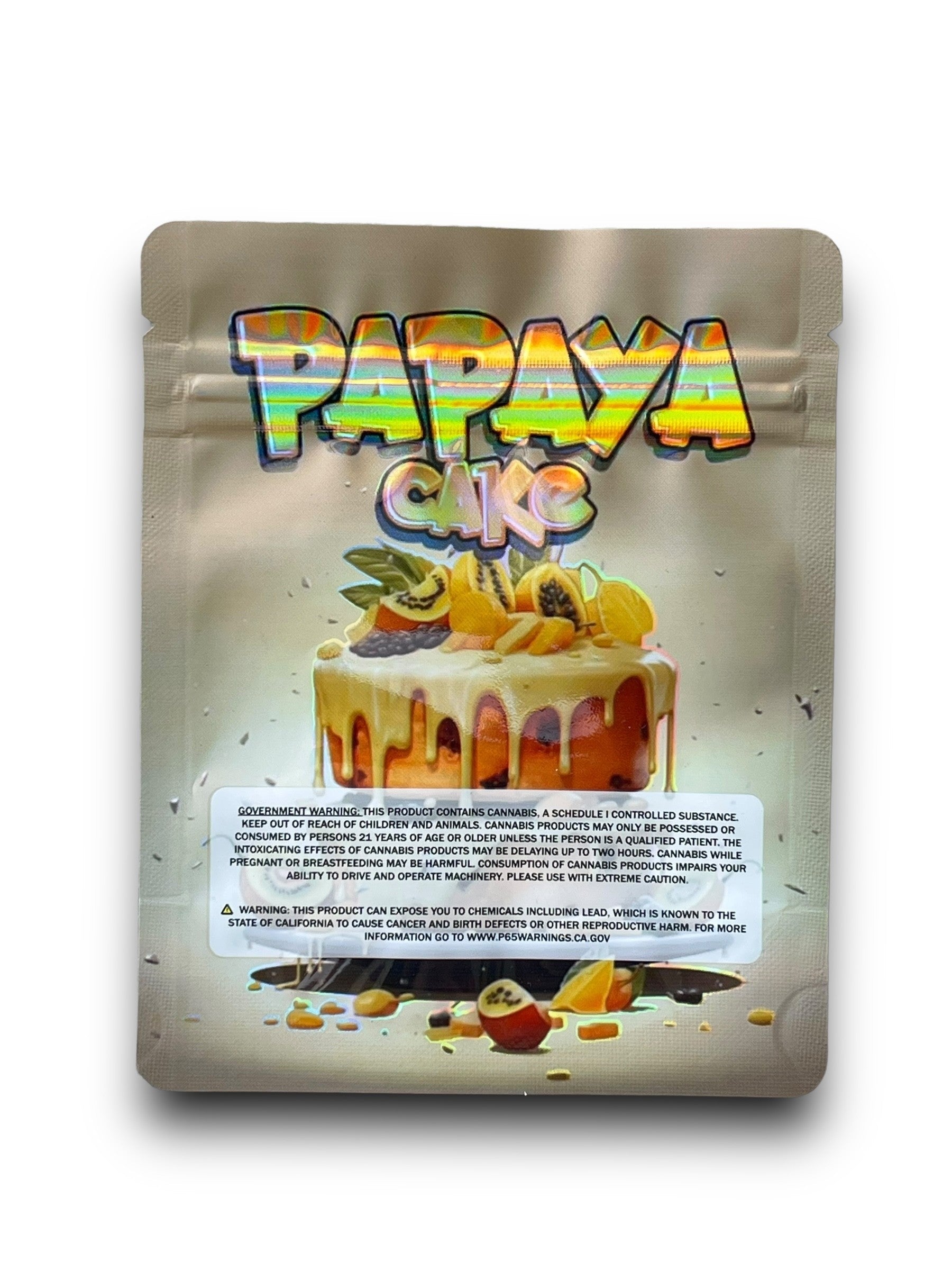 Papaya Cake 3.5G Mylar Bags Holographic