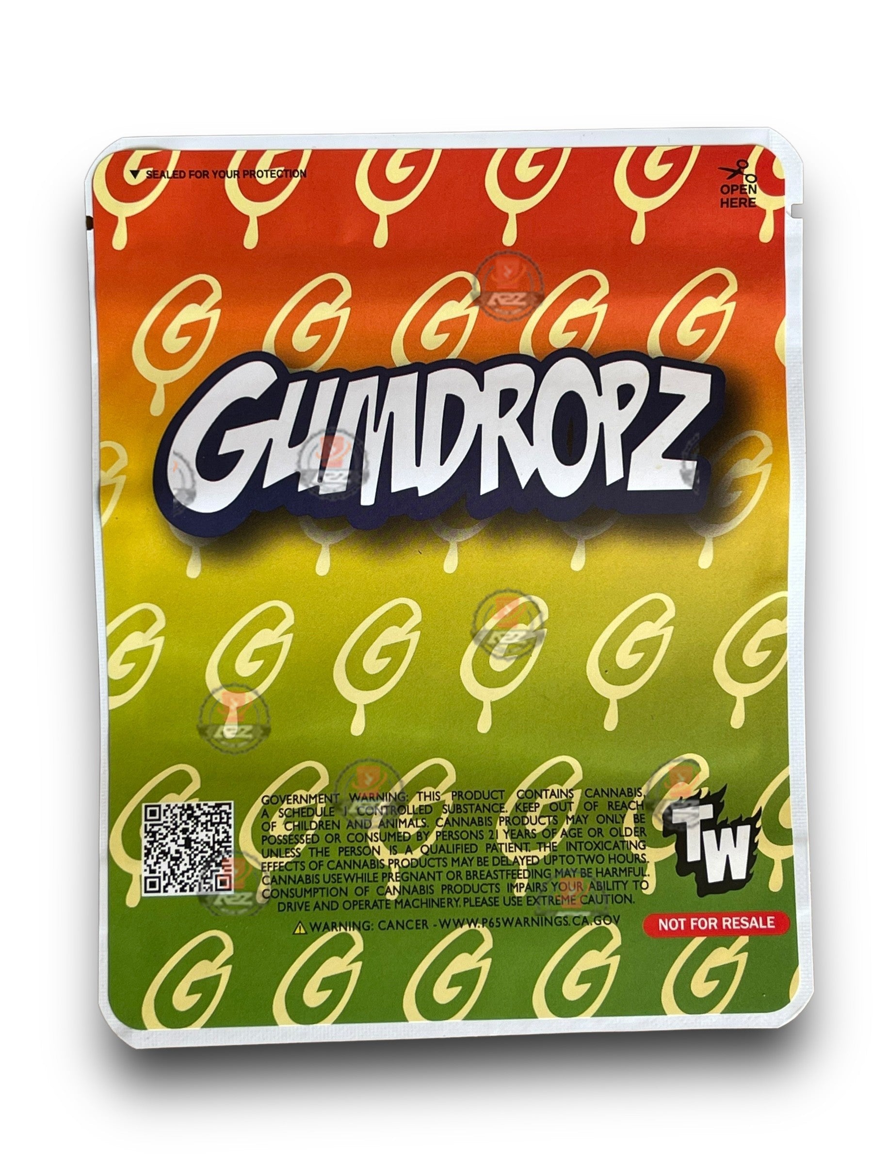 Sprinklez Gumdropz Kiwi Strawberry 3.5G Mylar Bags -With stickers and label