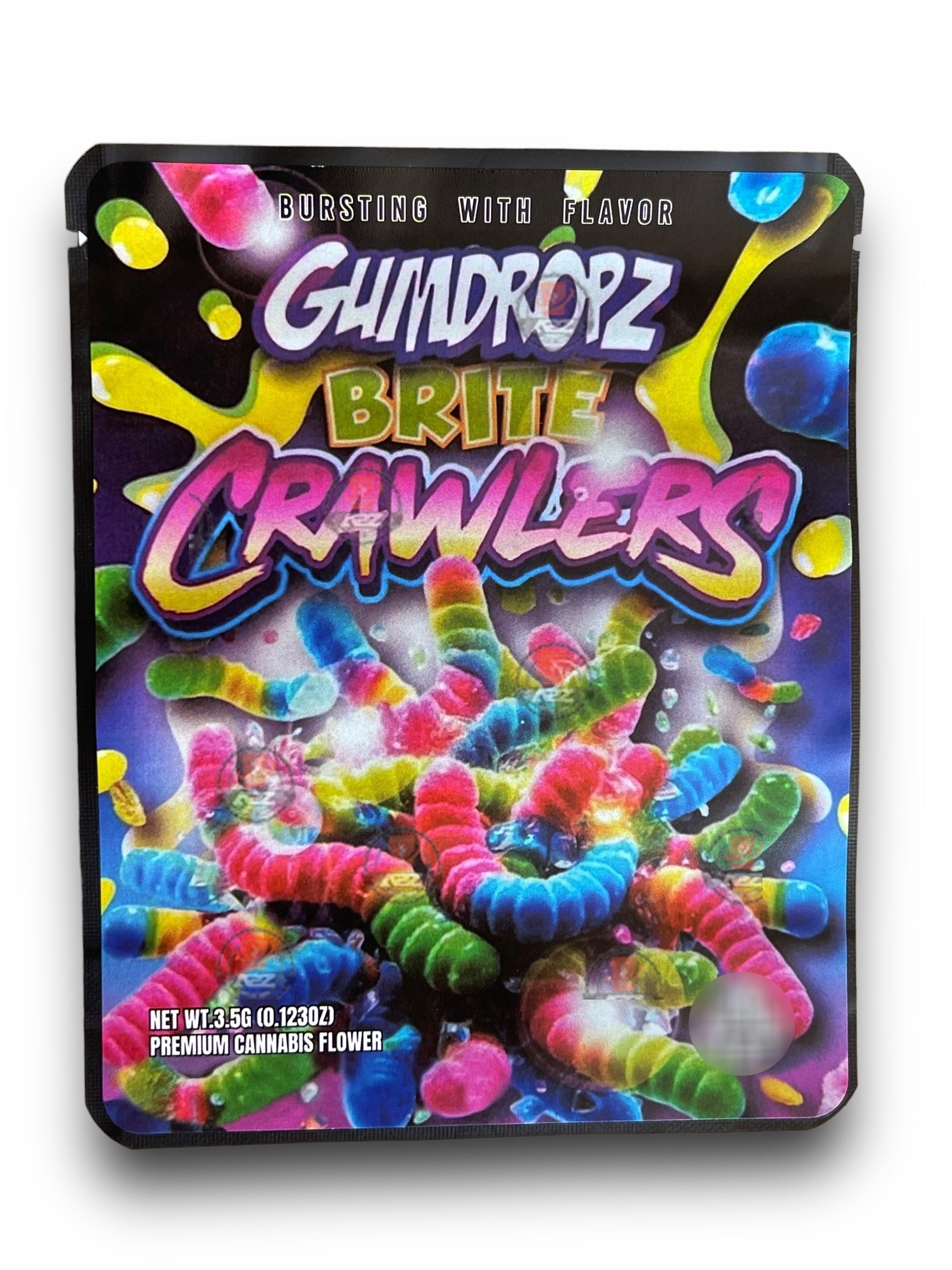 Sprinklez Gumdropz Brite Crawlers 3.5G Mylar Bags -With stickers and label