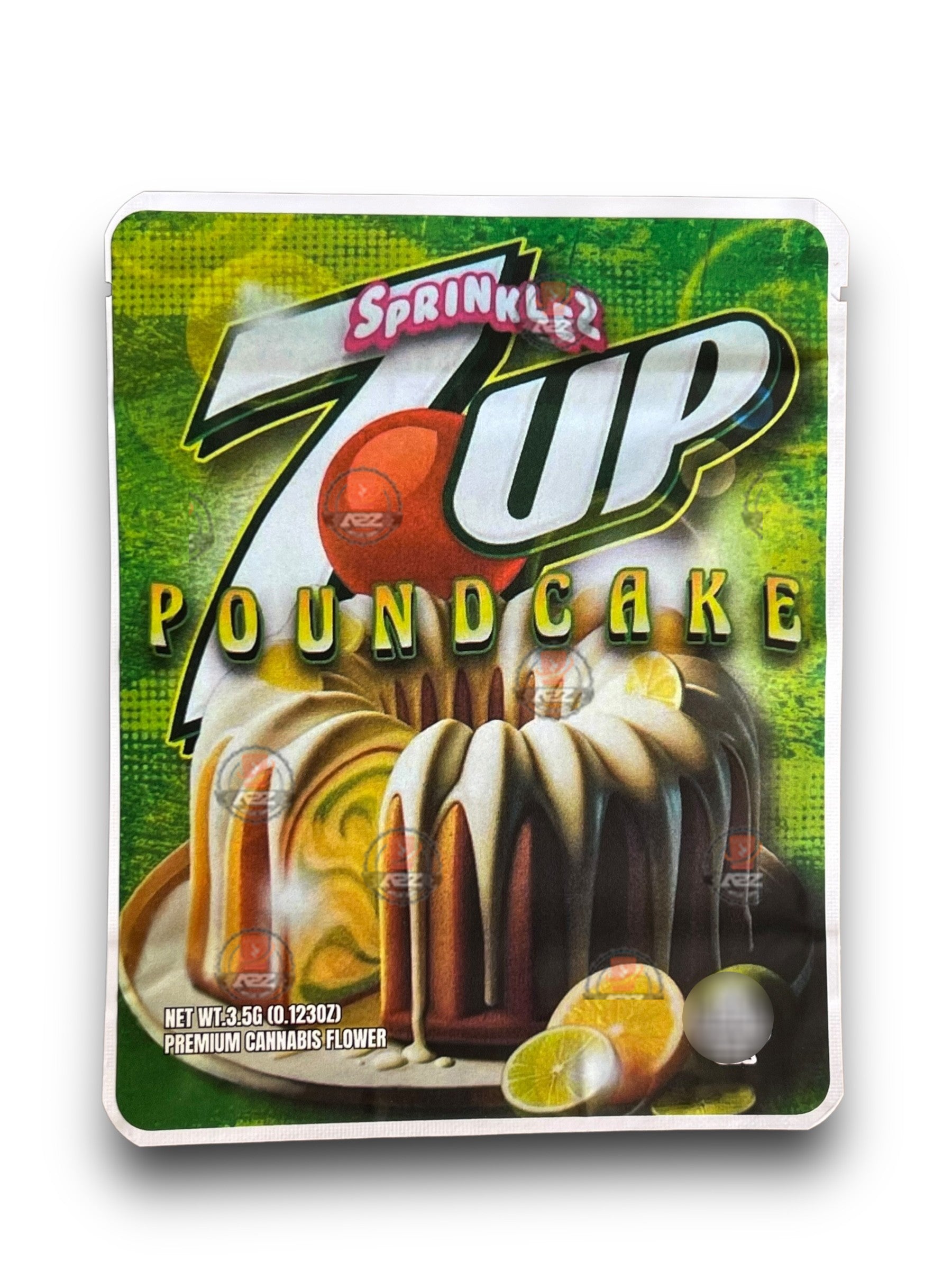 Sprinklez 7 UP Pound Cake 3.5G Mylar Bags -With stickers and label 7UP
