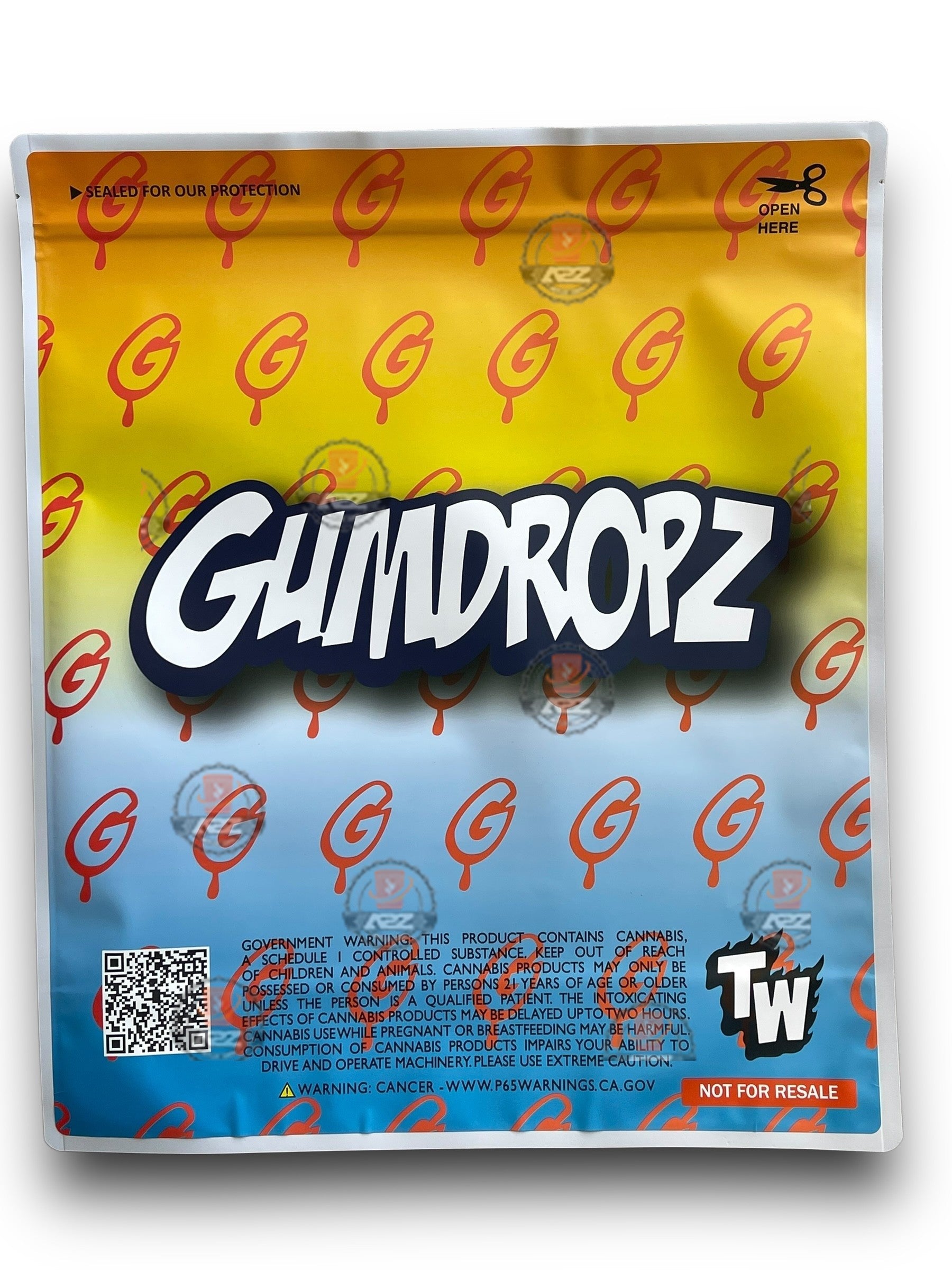 Gumdropz Gummi Peachieos 1 Pound Mylar Bag Net Weight 112G Packaging Only