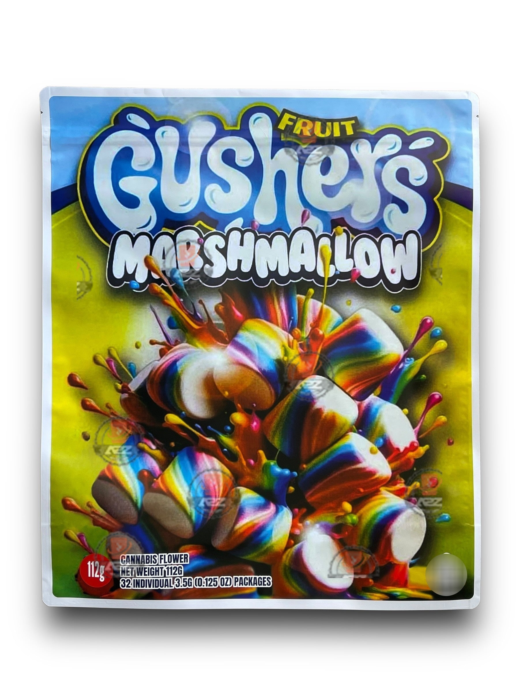 Fruit Gushers Marshmallow 1 Pound Mylar Bag Net Weight 112G Packaging Only