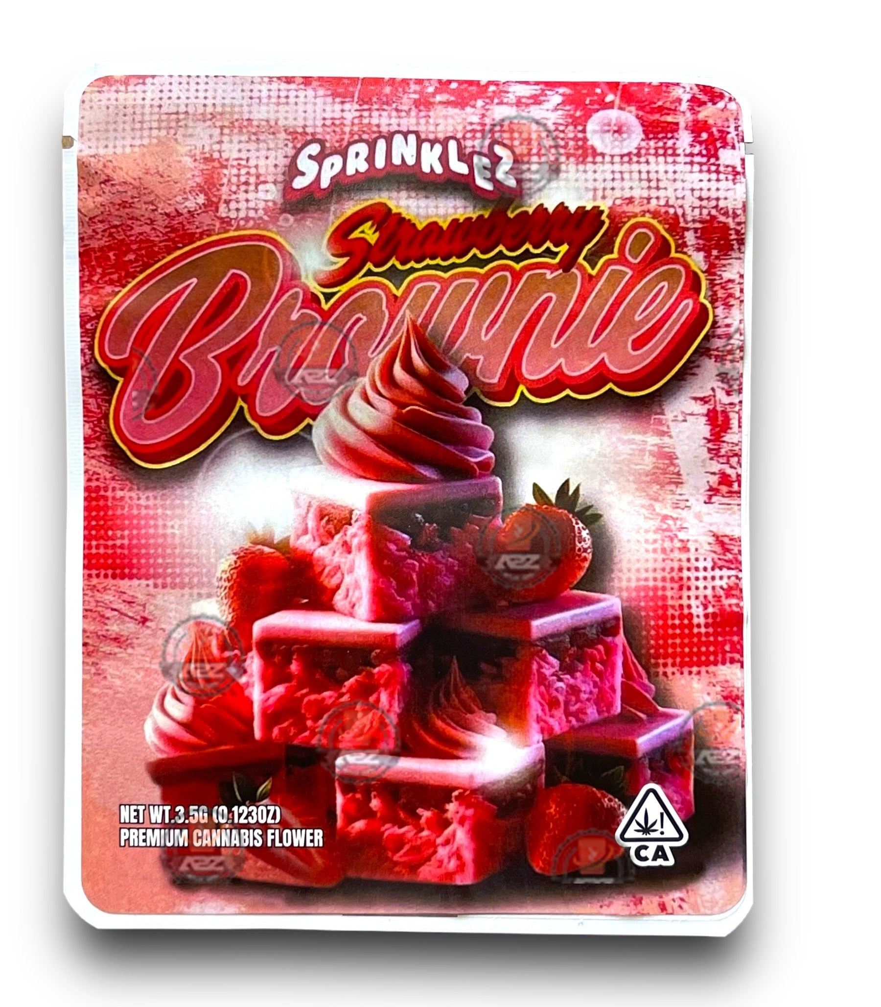 Sprinklez Strawberry Brownie 3.5G Mylar Bags -With stickers and label