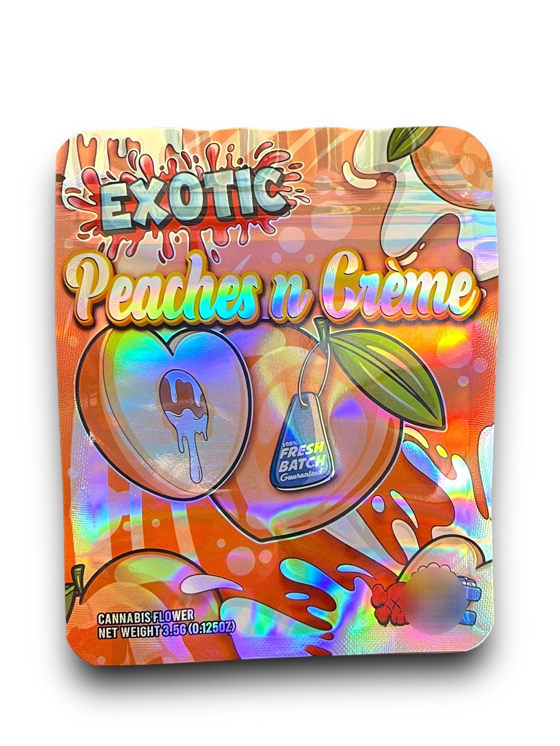 Exotic Peaches N creme 3.5G Mylar Bags Holographic