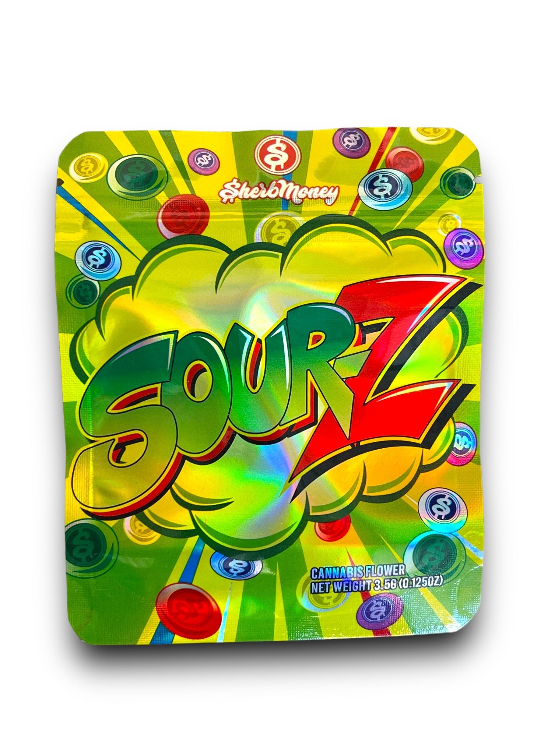 Sherb Money Sourz 3.5G Mylar Bags Holographic sours