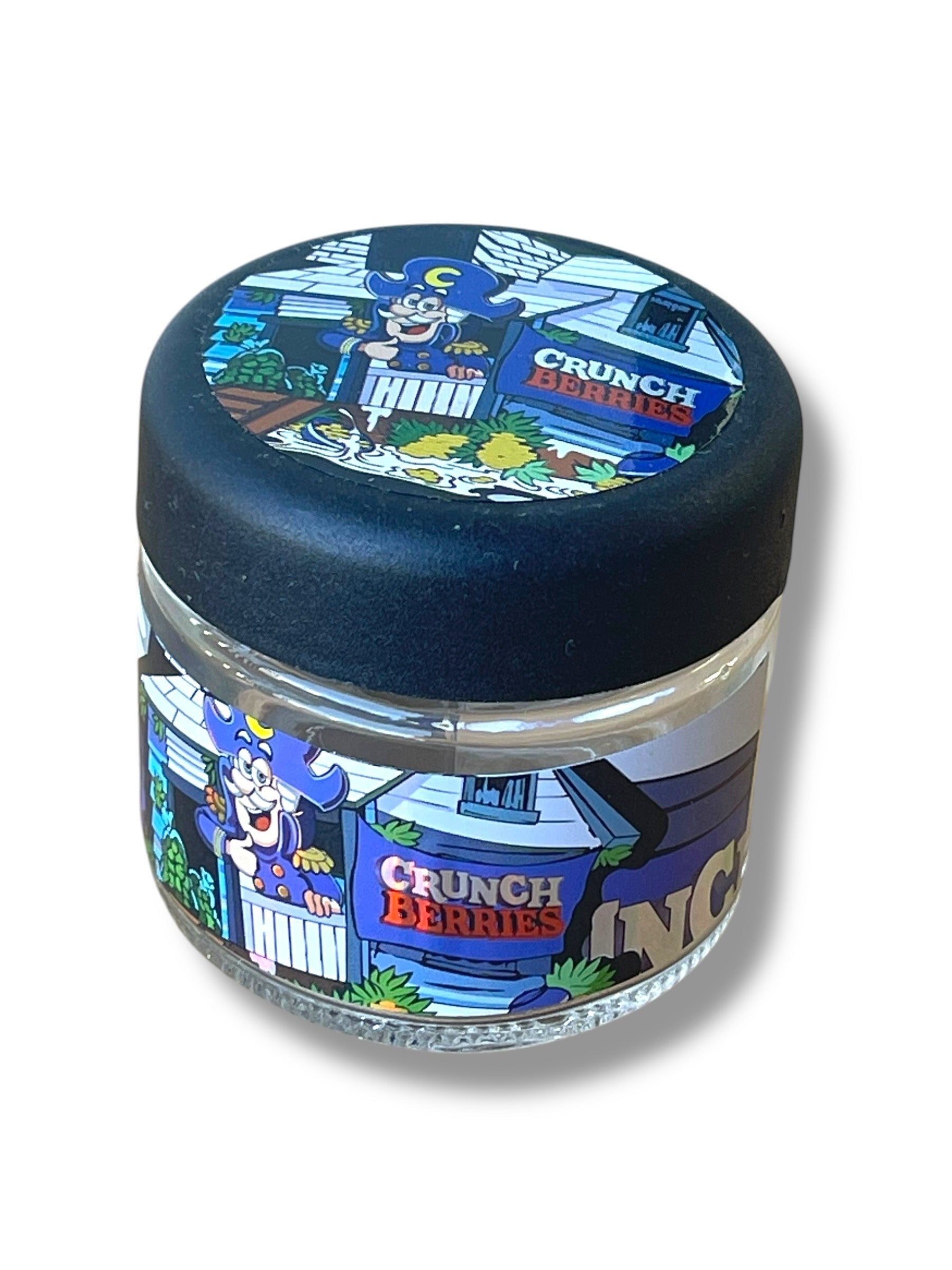 Crunch Berries 3.5g Glass Jars with Holographic Stickers Child Resistant jar