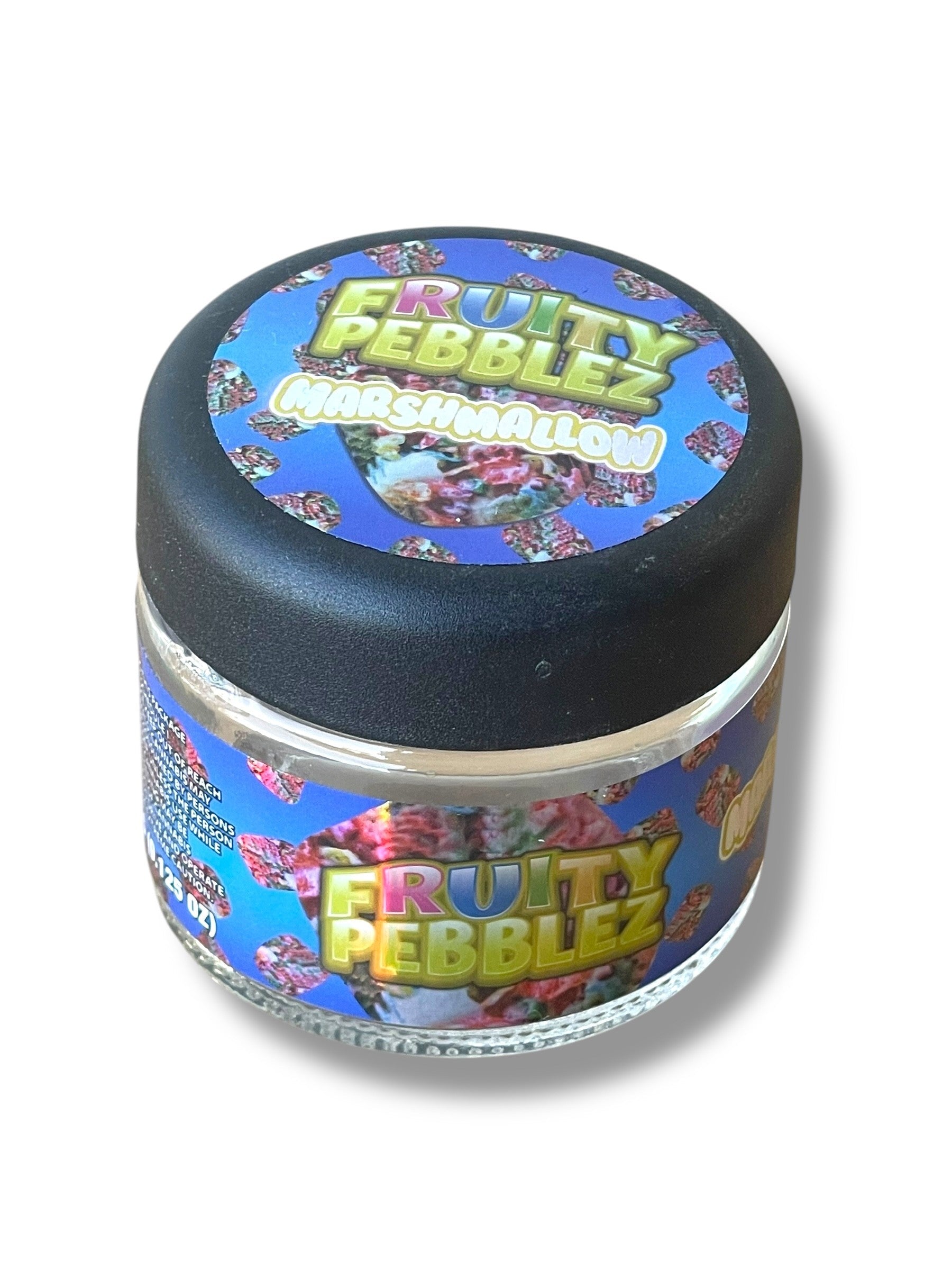 Sprinklez Marshmallow 3.5g Glass Jars with Holographic Stickers Child Resistant jar