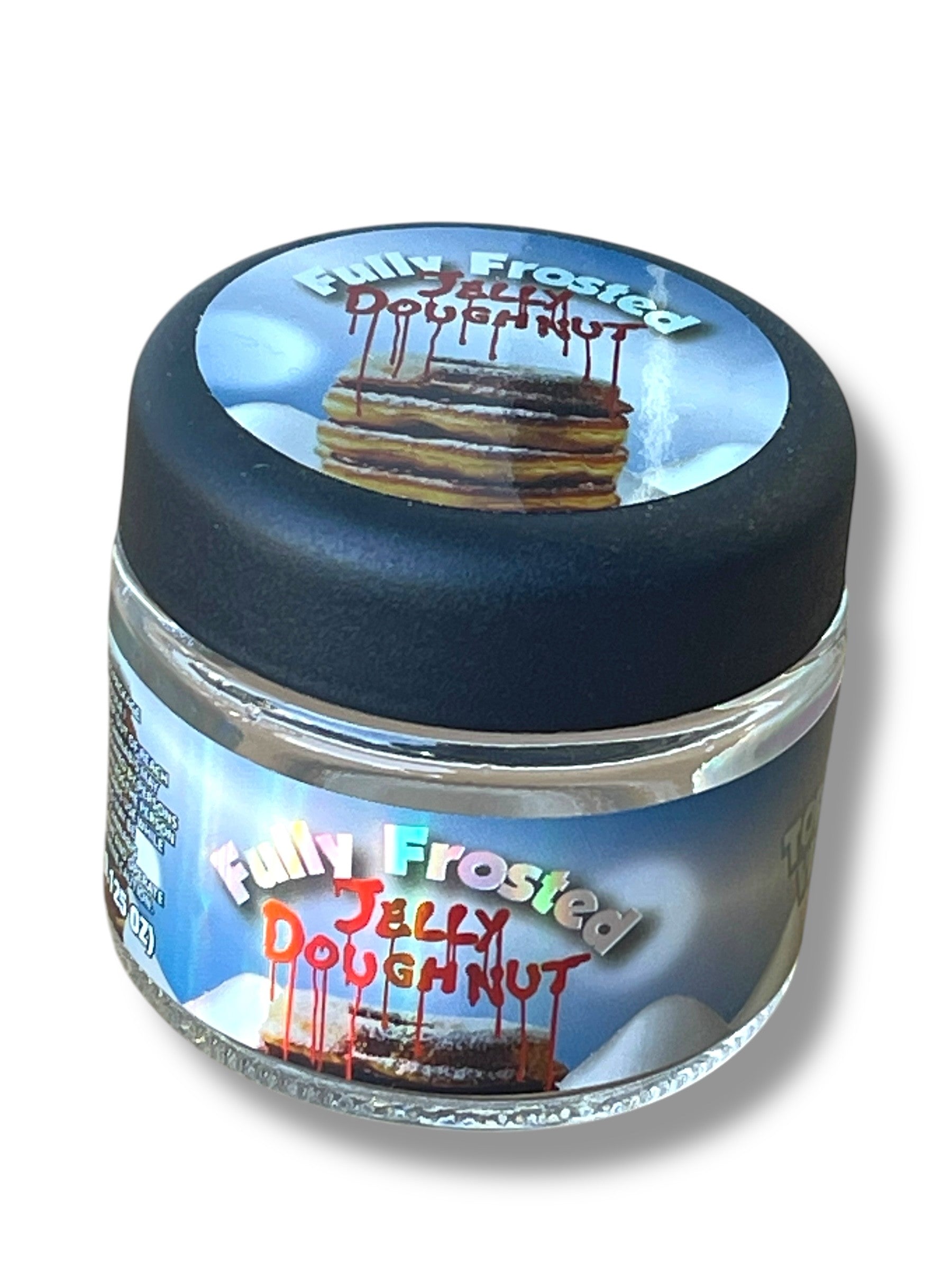 Sprinklez Fully Frosted Jelly Donut 3.5g Glass Jars with Holographic Stickers Child Resistant jar