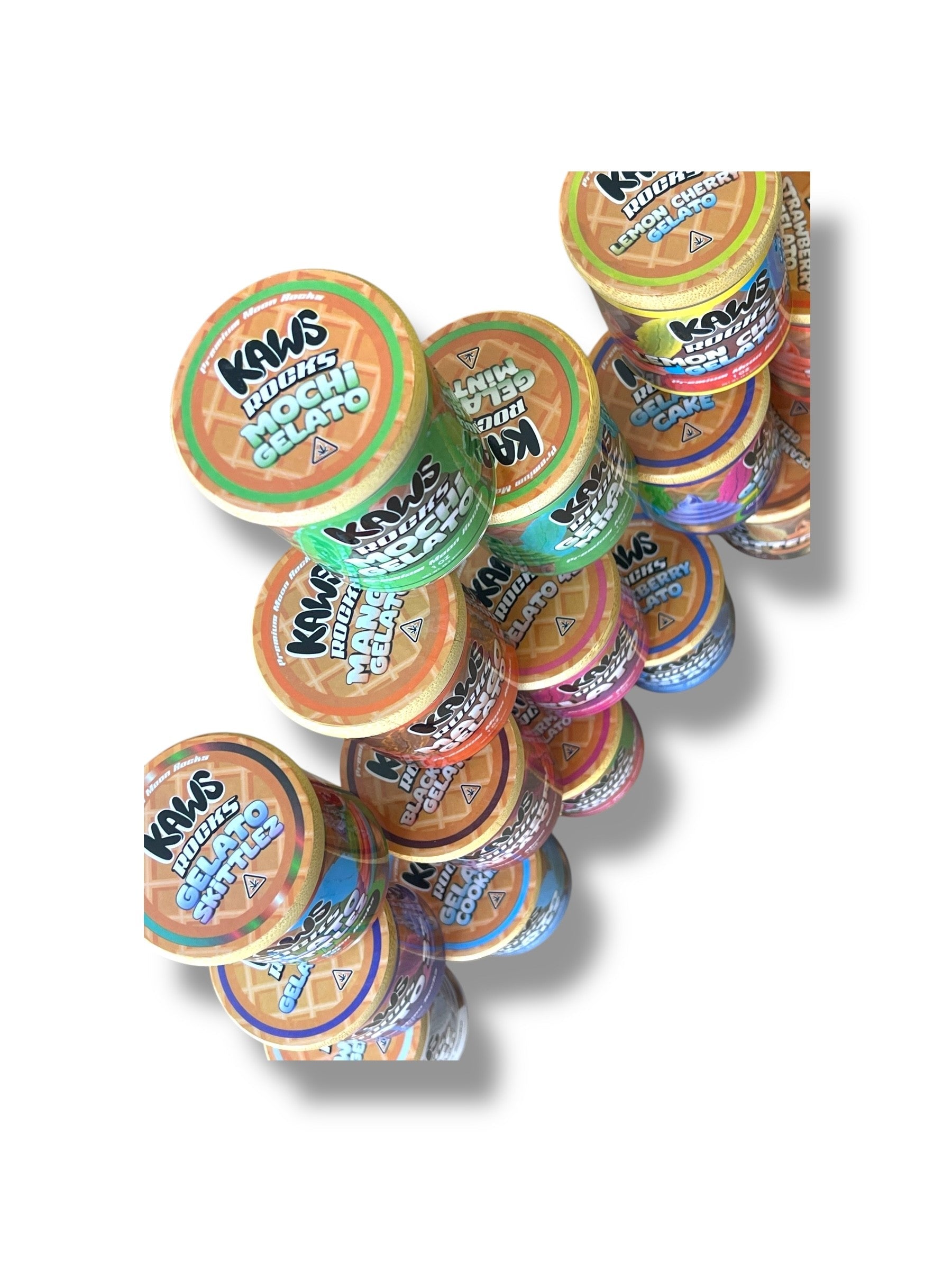 Kawz Moon Rocks Gelato Edition 1oz Glass Jars - Varity Pack 16 Strains in box