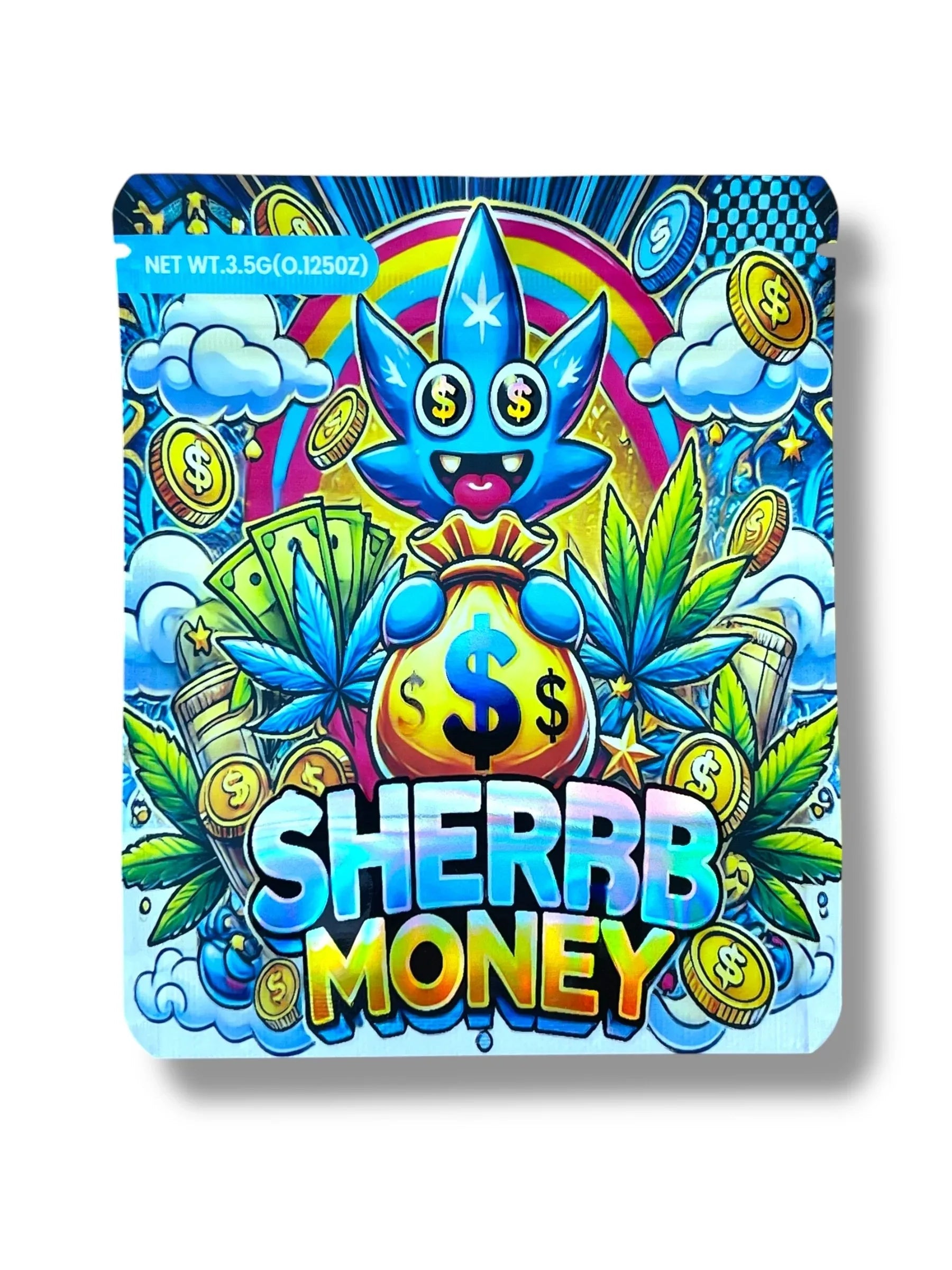 Sherb Money Bag 3.5g Holographic Mylar Bag- Packaging Only - Black Unicorn Hub