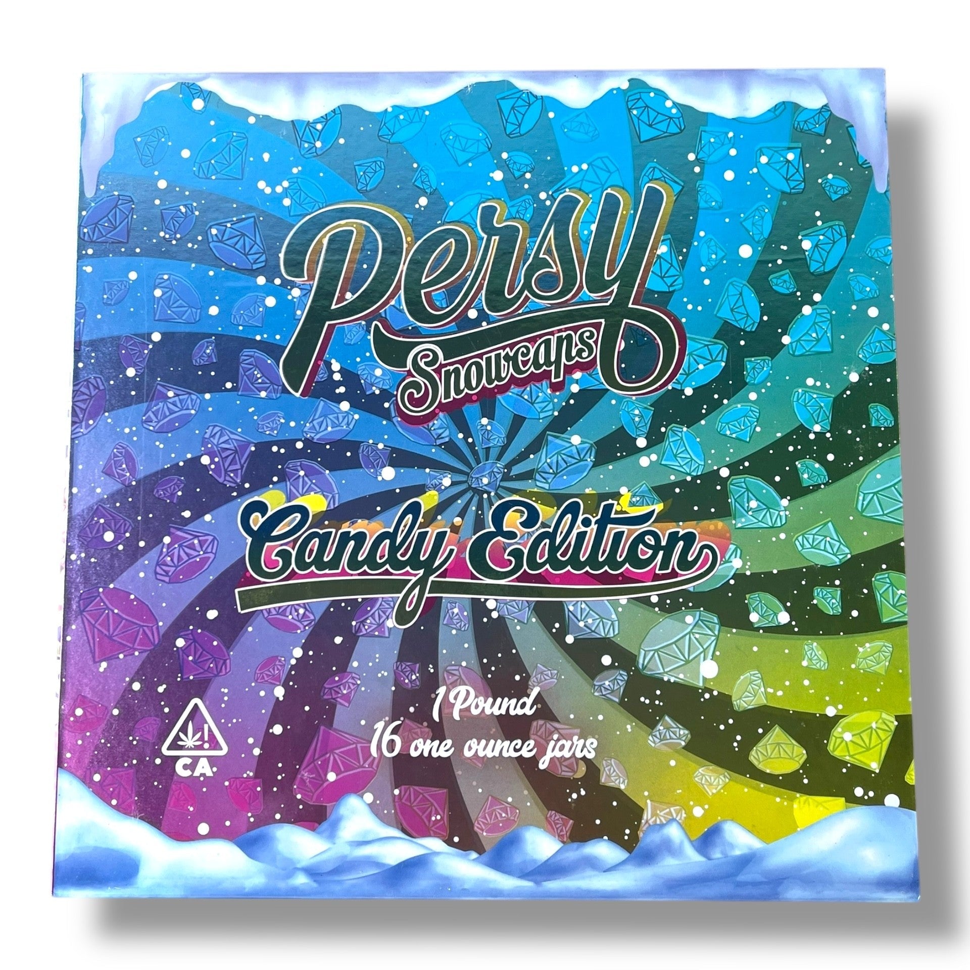 Persy Snowcaps Candy Edition 16-1oz Glass Jars - Varity Pack 16 Flavors in box 1 pound -Empty Jars