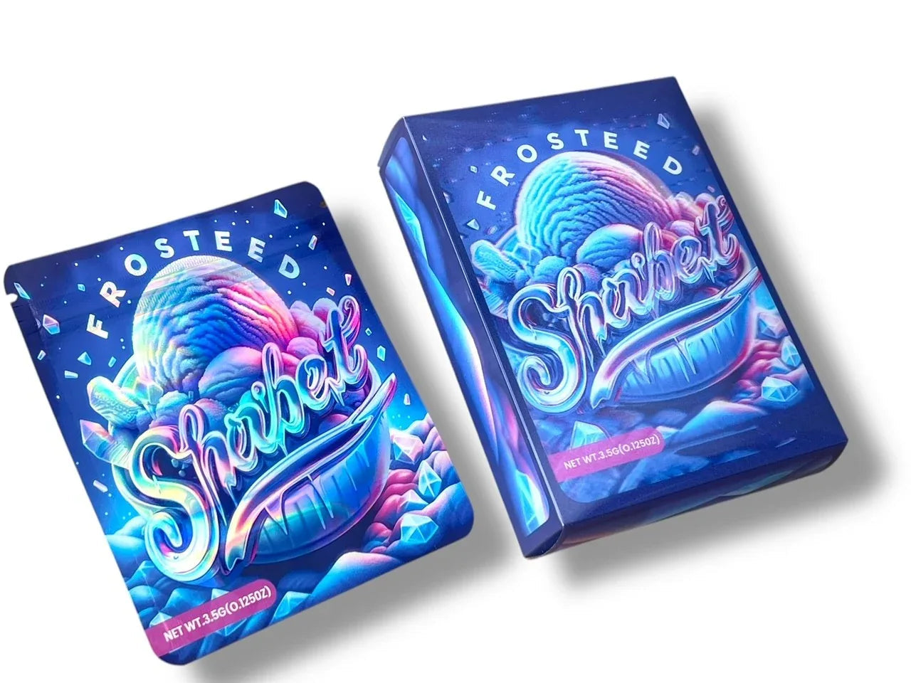 Frosted Sherbet 3D Box and Bags 3.5g Box Packaging Holographic - Black Unicorn Hub