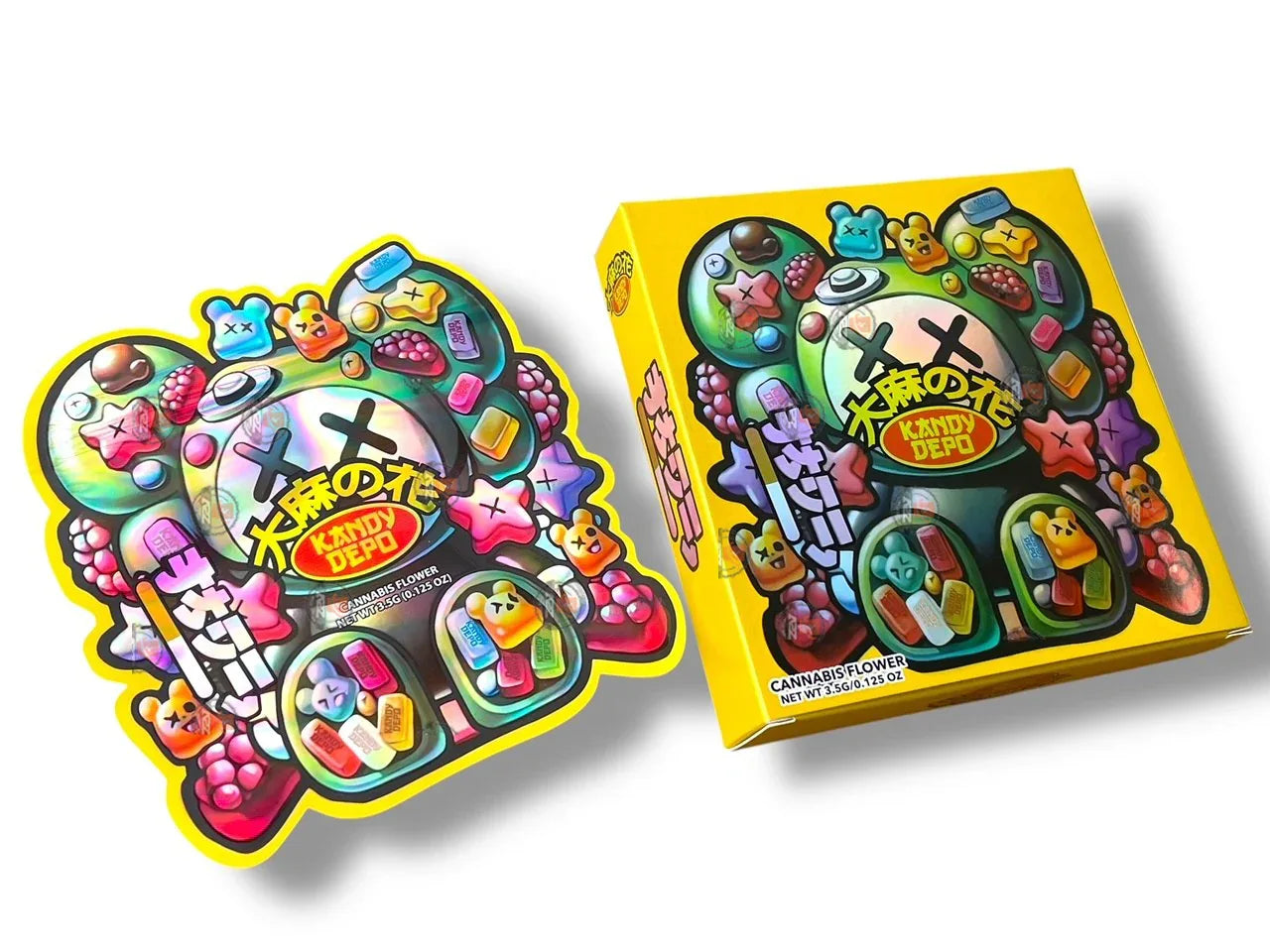 Gummies Kandy Depo Mylar Bags with Boxes 3.5g Box Packaging Holographic - Black Unicorn Hub