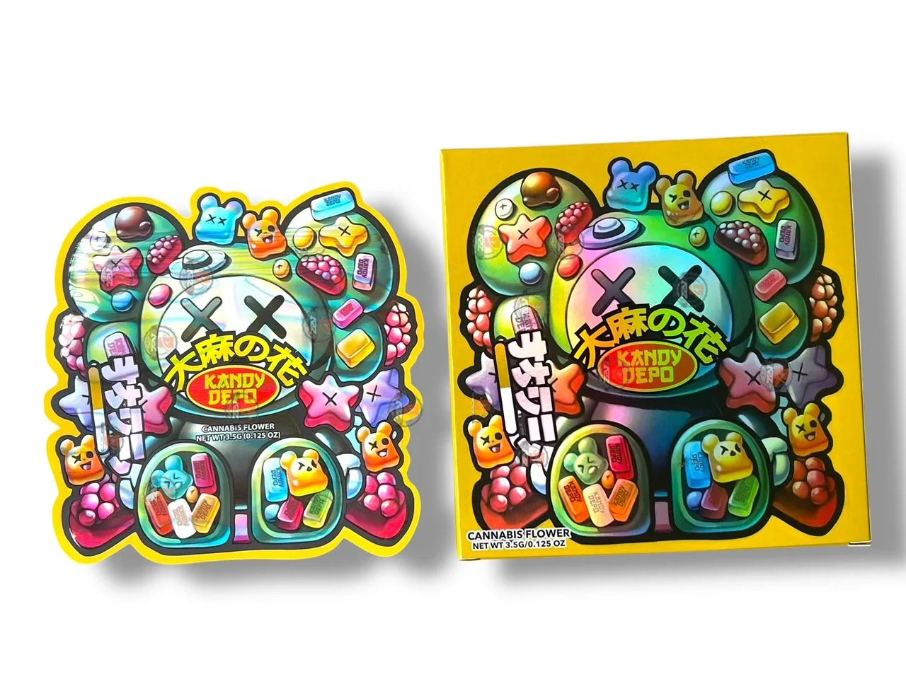 Gummies Kandy Depo Mylar Bags with Boxes 3.5g Box Packaging Holographic - Black Unicorn Hub