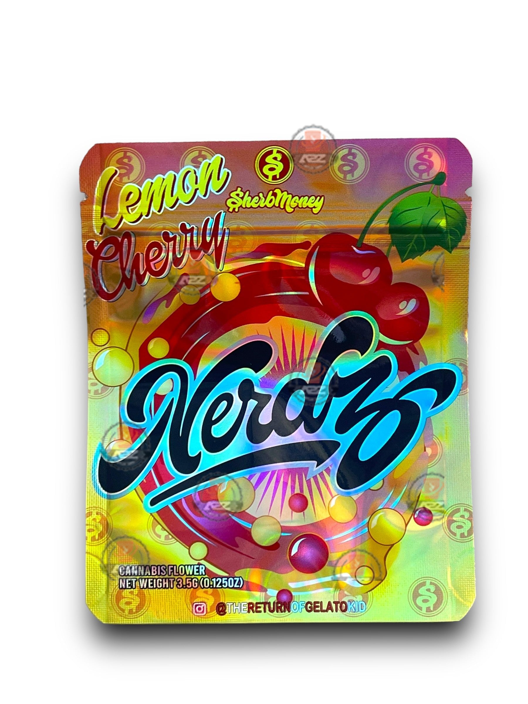 Lemon Cherry Nerdz 3.5G Mylar Bags Holographic Sherb Money