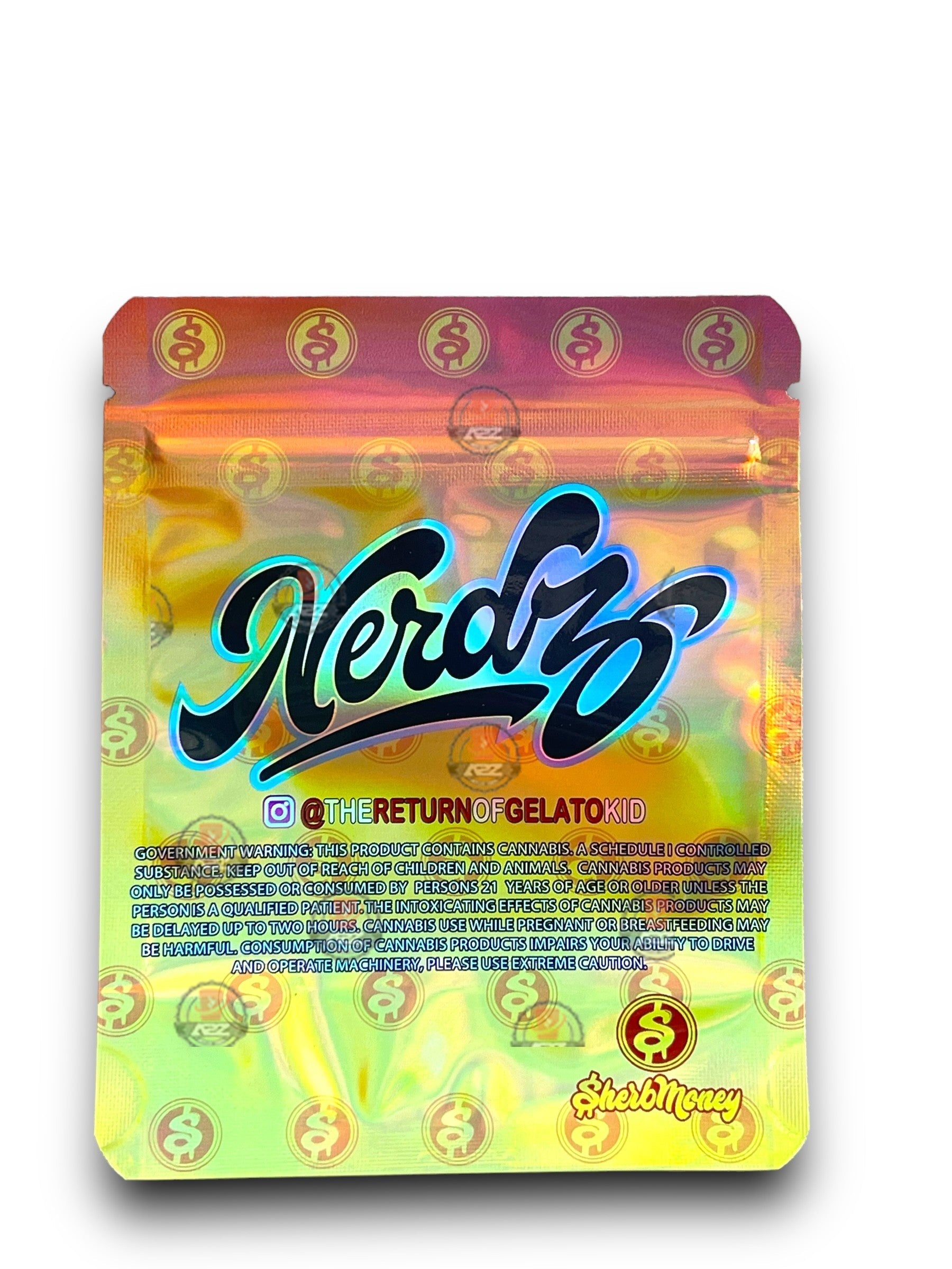 Lemon Cherry Nerdz 3.5G Mylar Bags Holographic Sherb Money