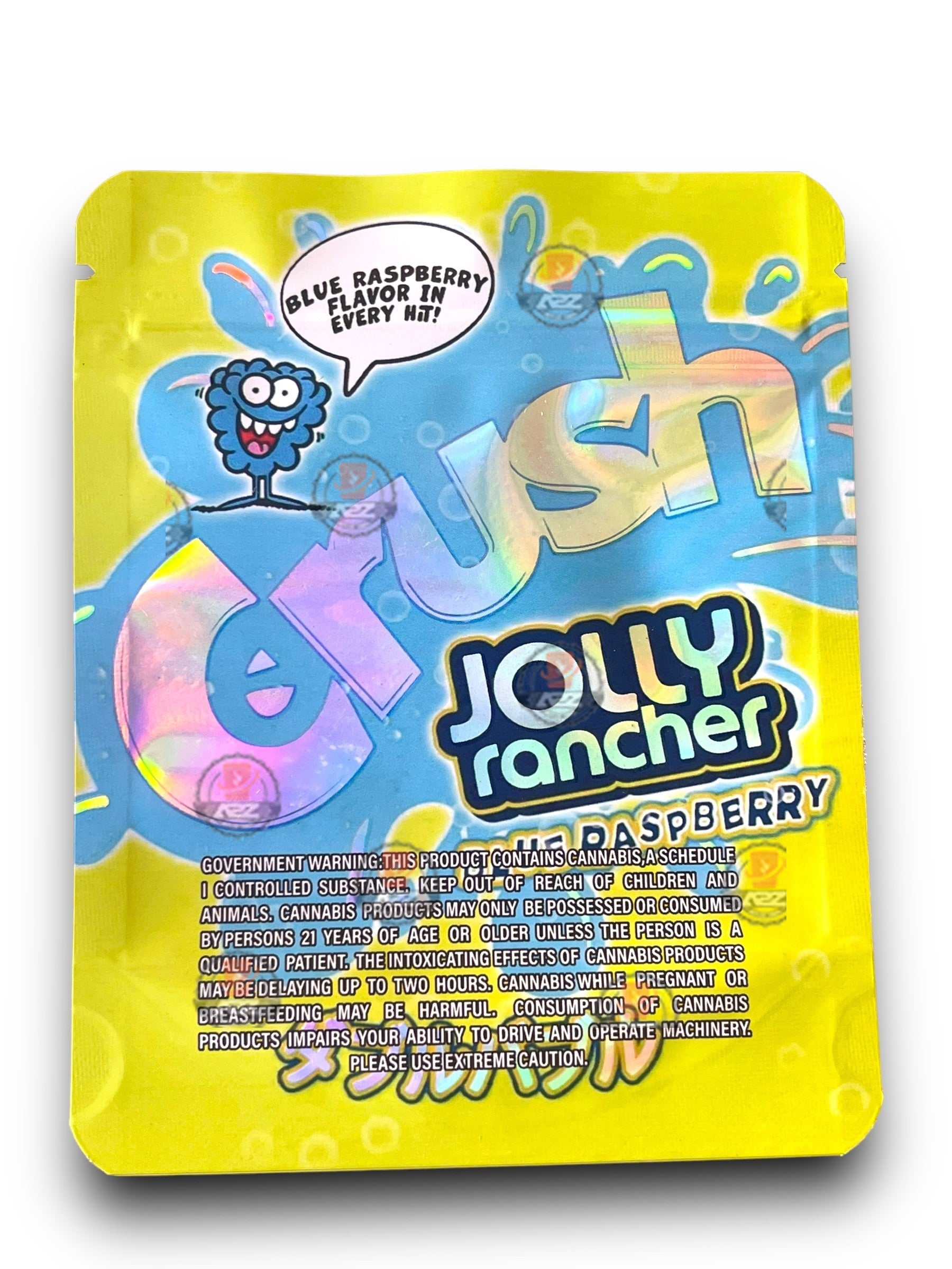 Crush Jolly Rancher Blue Raspberry 3.5G Mylar Bags Holographic Mylar Packaging