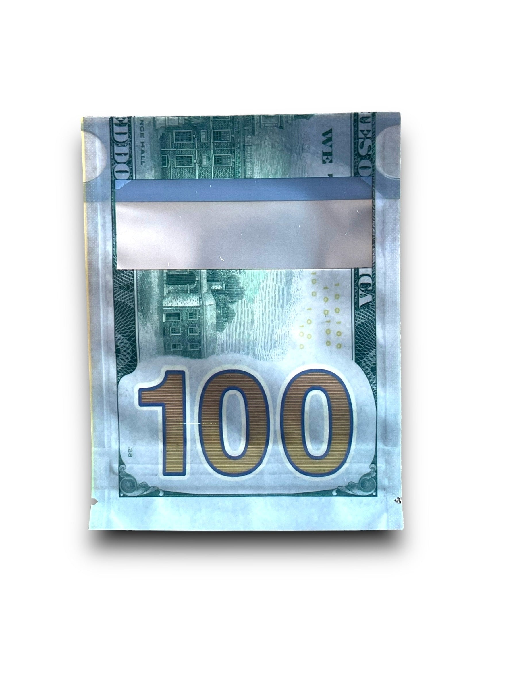 $100 One Hundred Dollar 3.5G Mylar Bag with window