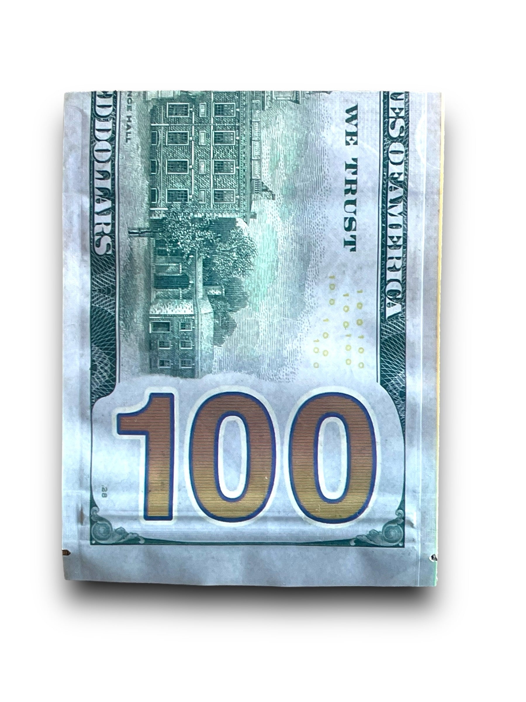 $100 One Hundred Dollar 3.5G Mylar Bag with window