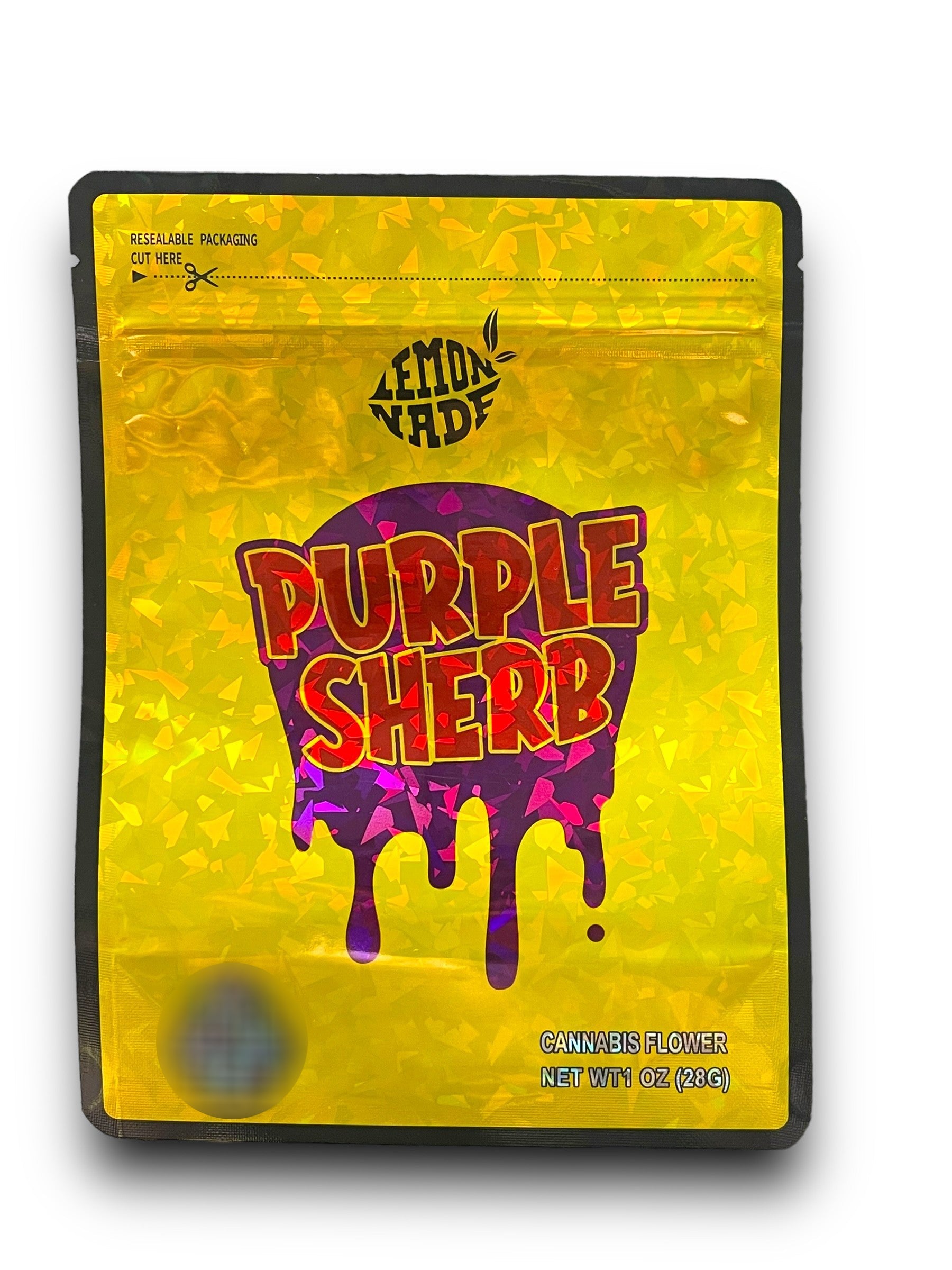 Lemonade Purple Sherb 1 OZ  28G Mylar empty Mylar bag 1 ounce (50 Count)