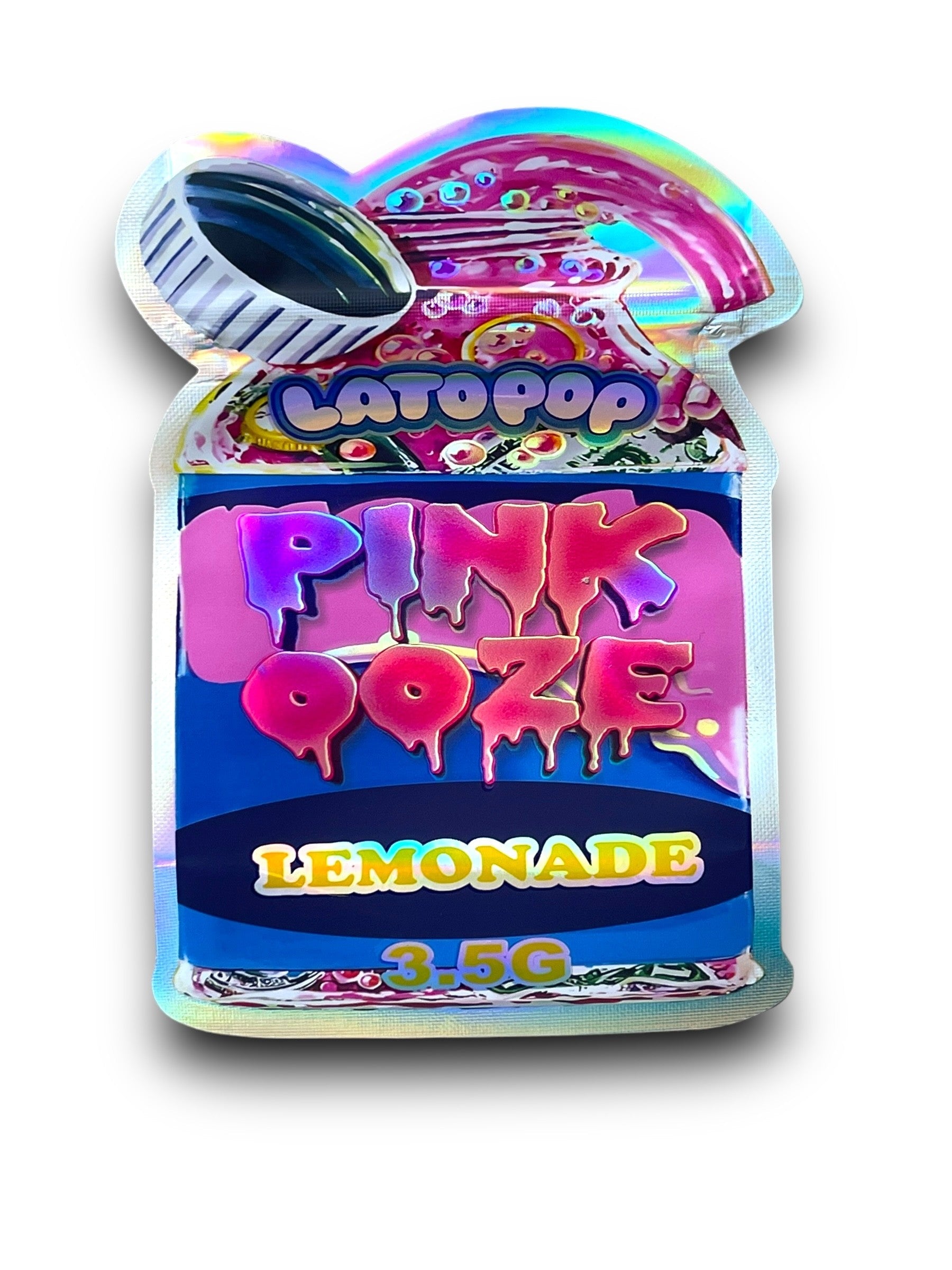 Pink Ooze Lemonade Lato POP 3.5G Mylar Bags Holographic