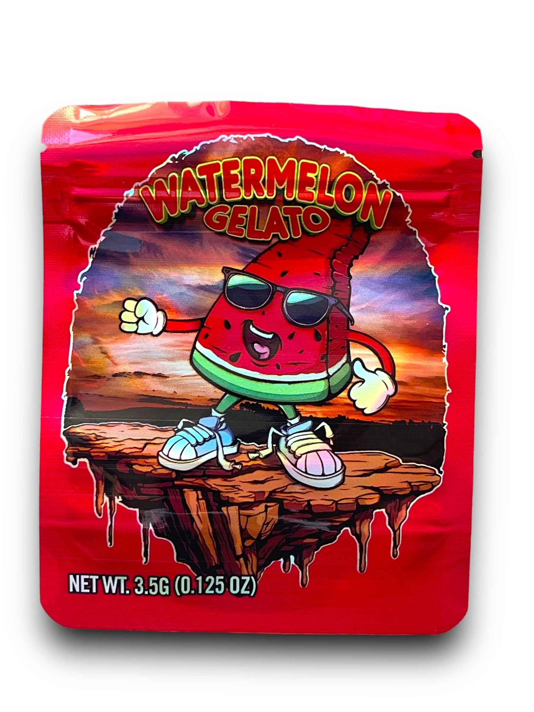 Watermelon Gelato 3.5G Mylar Bags Holographic Mylar Packaging